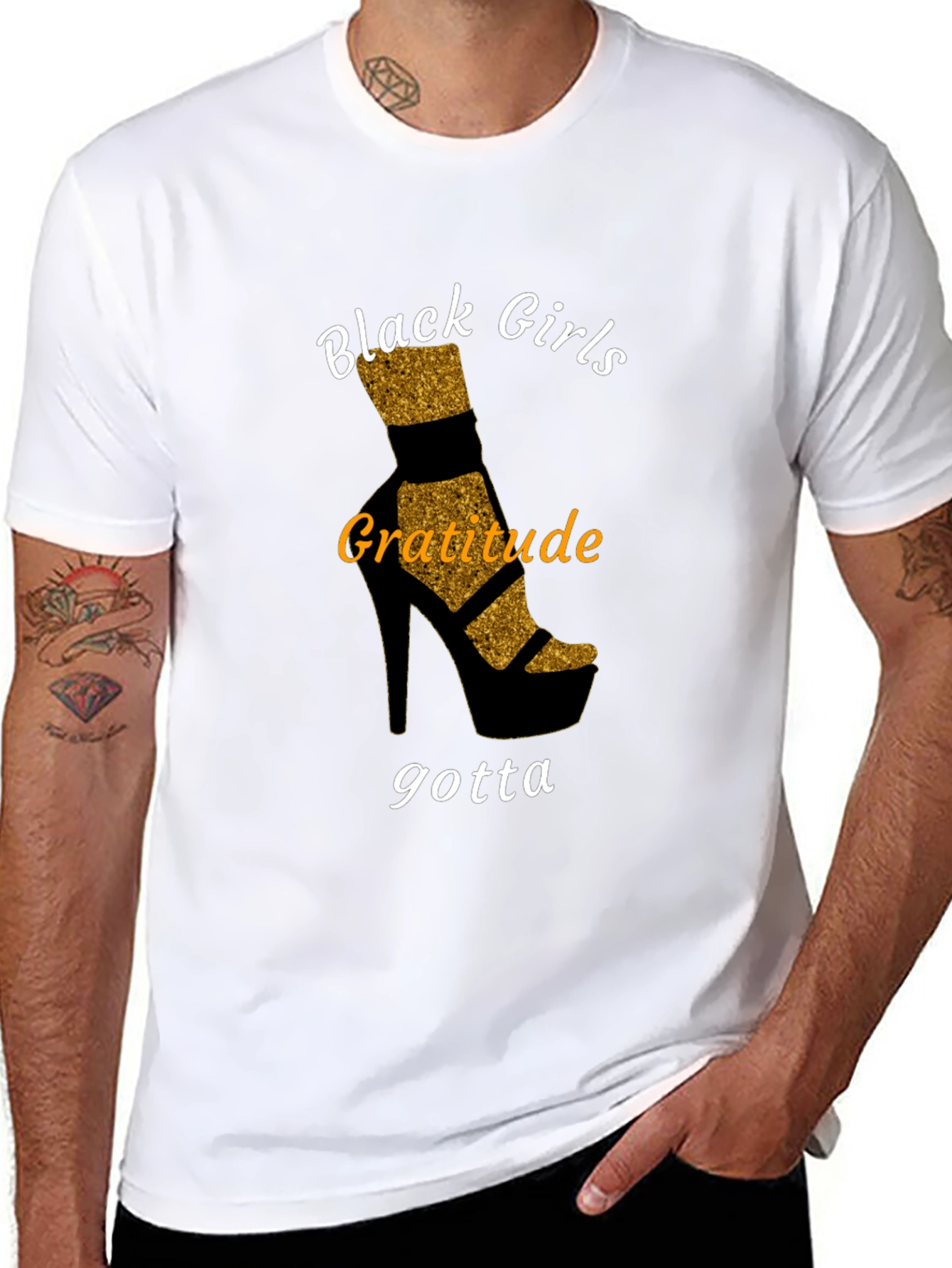 Black Girls Gratitude T-Shirt - Stylish Heel Design