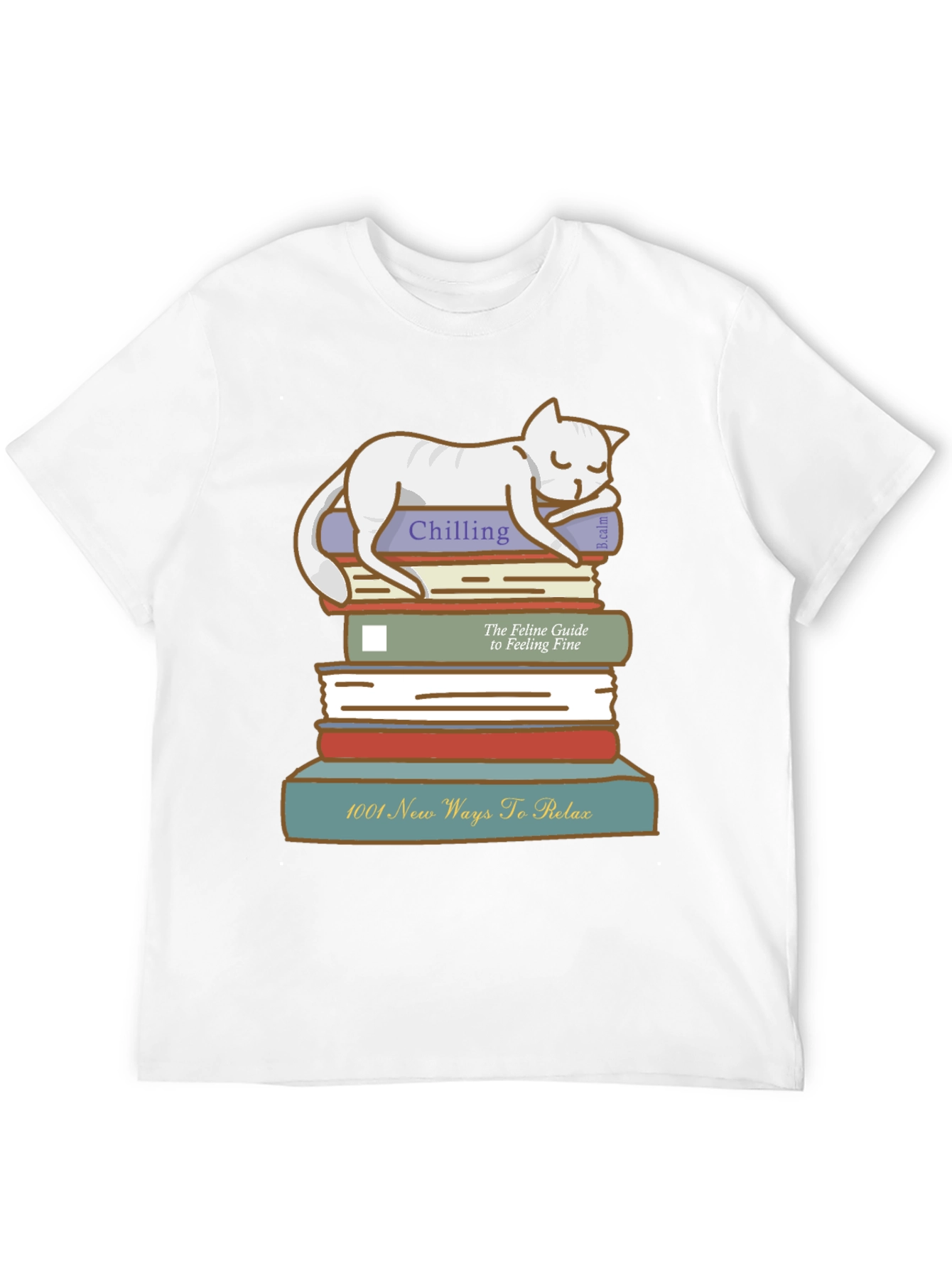 Relaxing Cat on Books T-Shirt