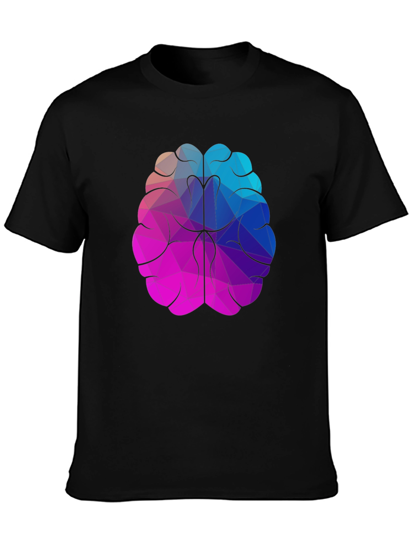 Geometric Brain Graphic Tee - Stylish Black T-Shirt