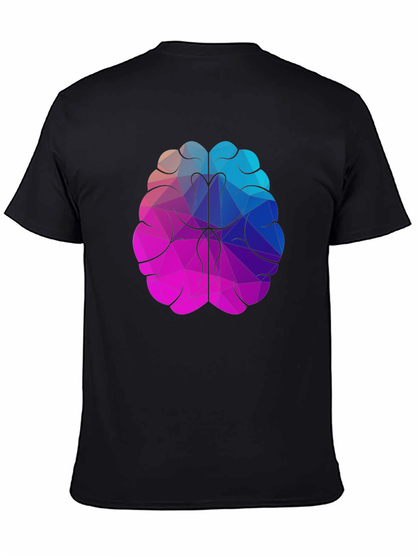 Geometric Brain Graphic Tee - Stylish Black T-Shirt