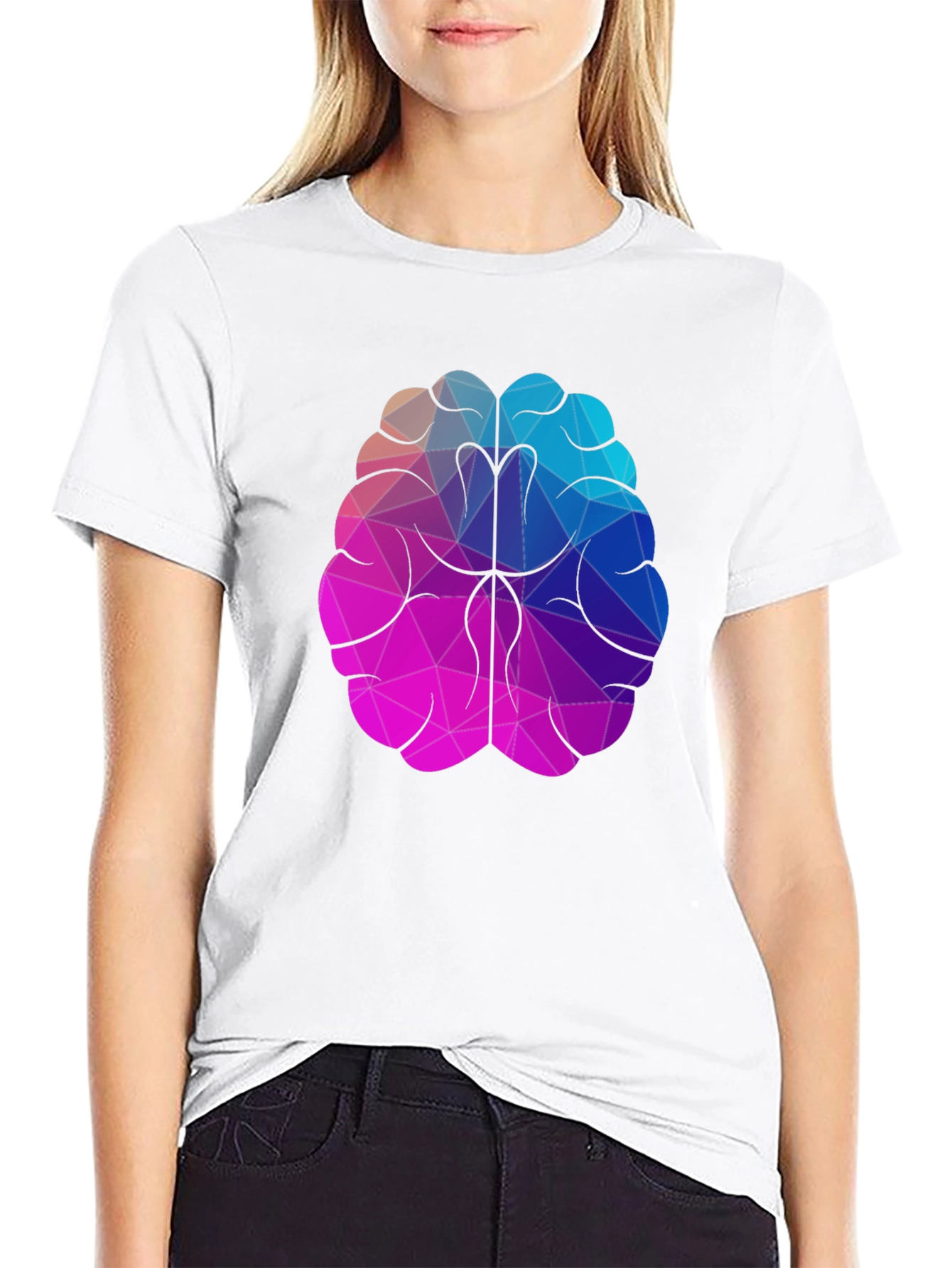 Geometric Brain Graphic Tee - Stylish Black T-Shirt