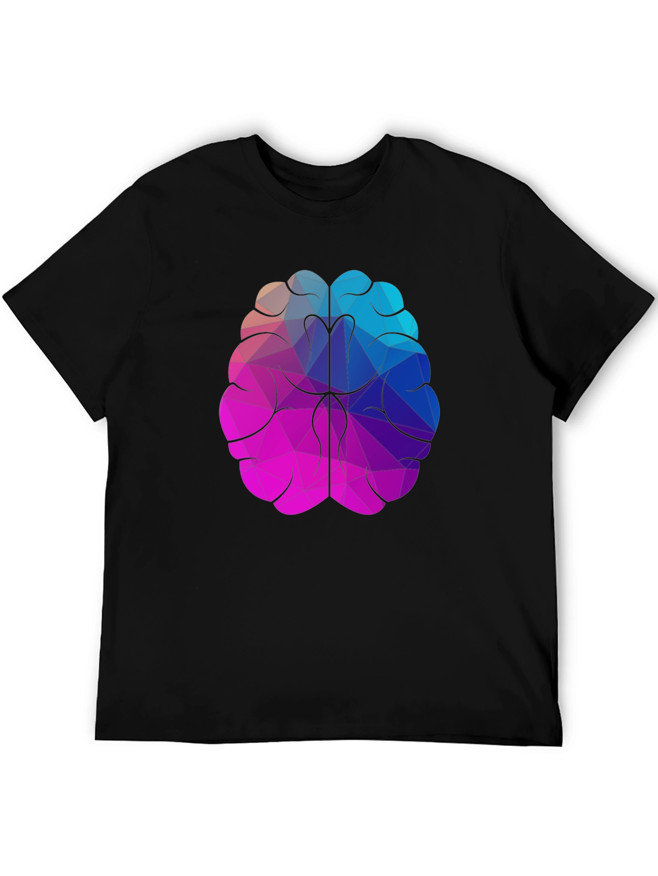 Geometric Brain Graphic Tee - Stylish Black T-Shirt