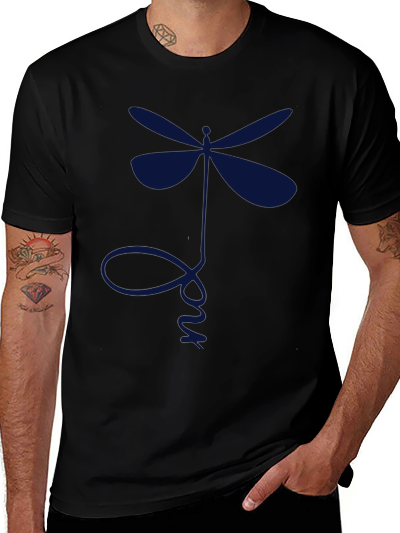 Dragonfly Graphic Tee - Mens Black T-Shirt