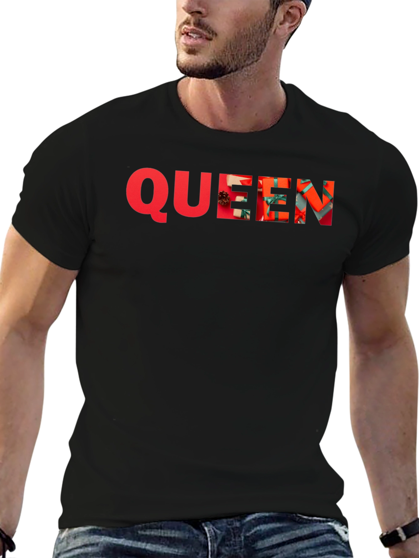 Queen Christmas Gift Pattern Black T-Shirt