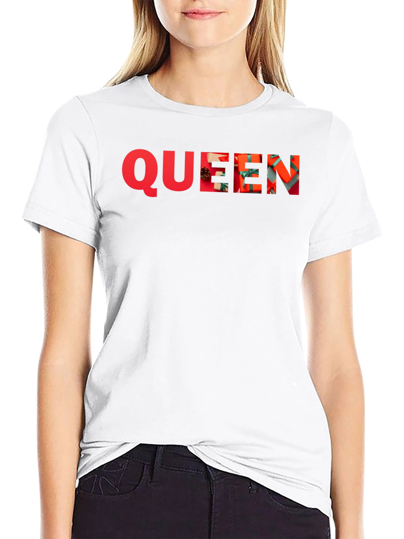 Queen Christmas Gift Pattern Black T-Shirt