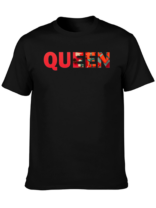 Queen Christmas Gift Pattern Black T-Shirt