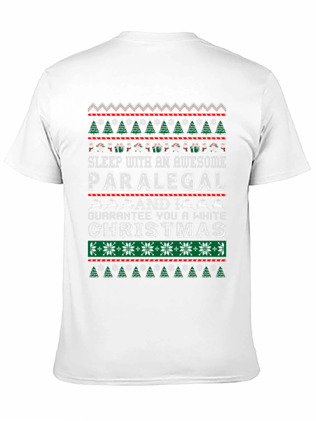 Awesome Paralegal White Christmas Ugly Sweater Style T-Shirt