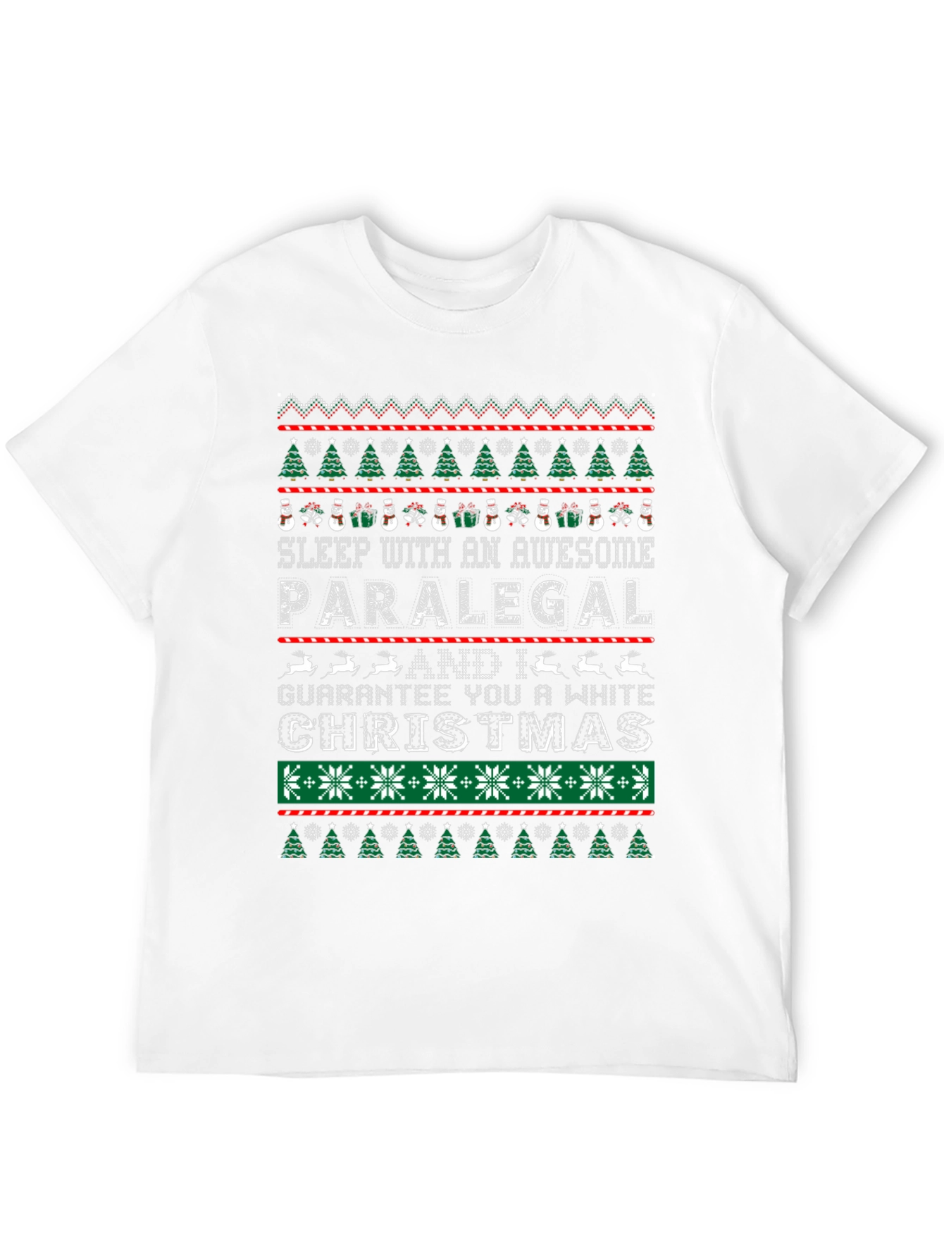 Awesome Paralegal White Christmas Ugly Sweater Style T-Shirt