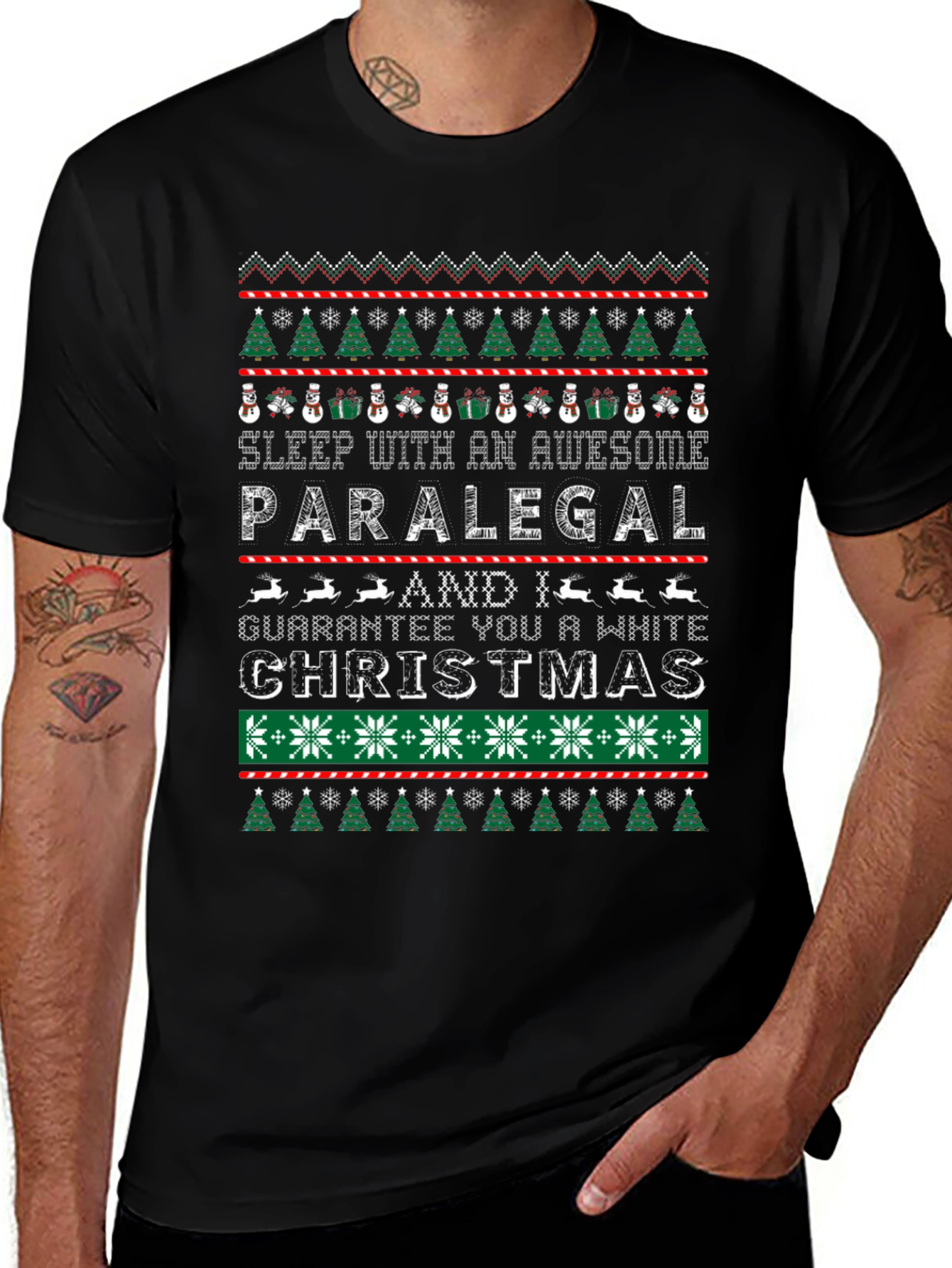Awesome Paralegal White Christmas Ugly Sweater Style T-Shirt