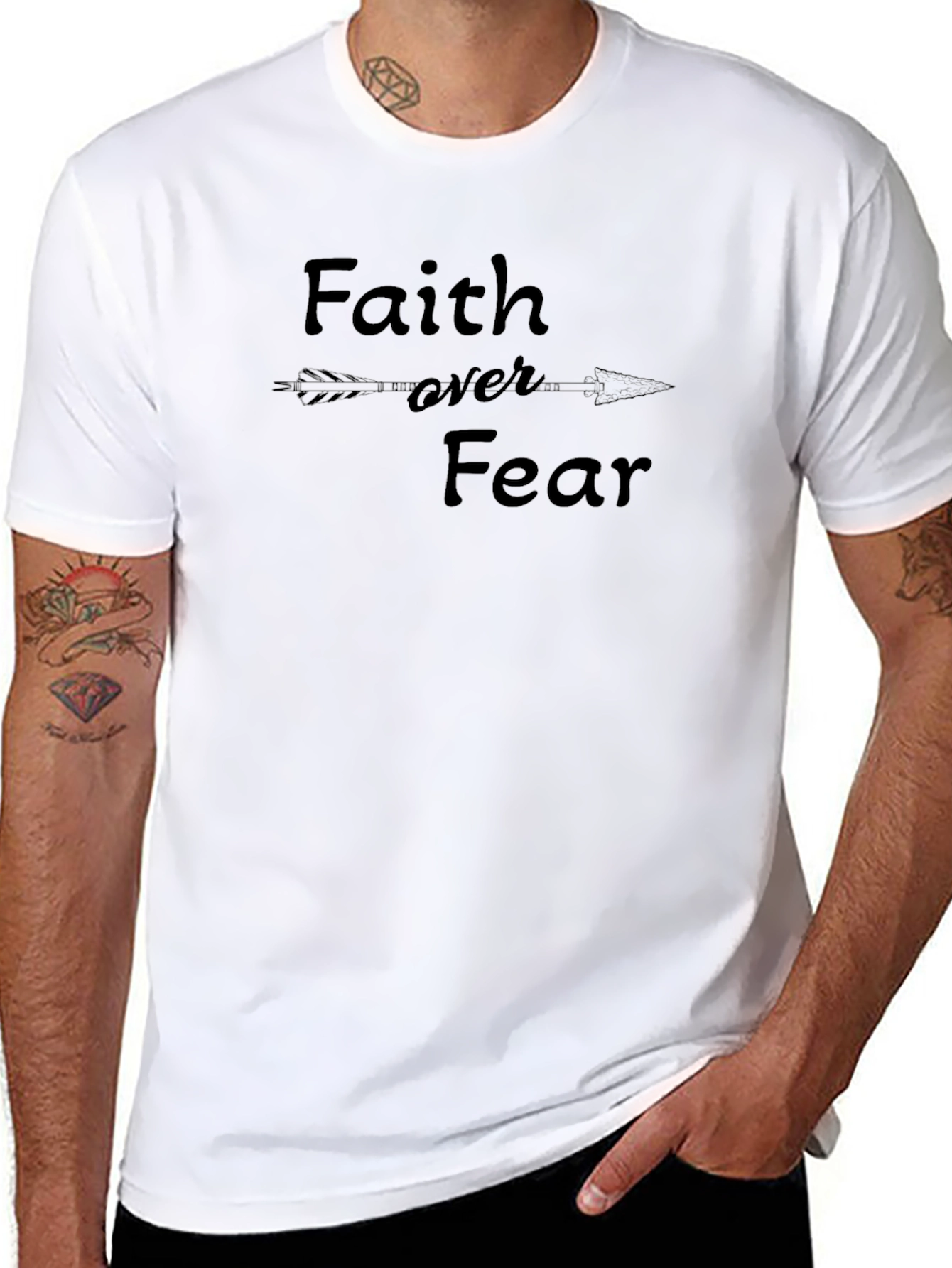 Faith Over Fear T-Shirt - Inspirational Arrow Design