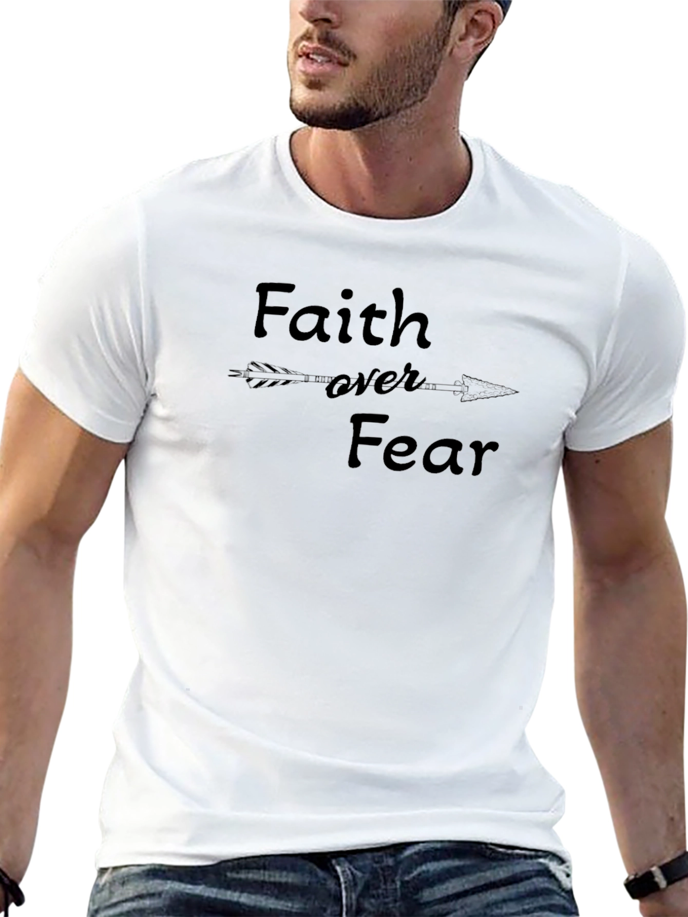 Faith Over Fear T-Shirt - Inspirational Arrow Design