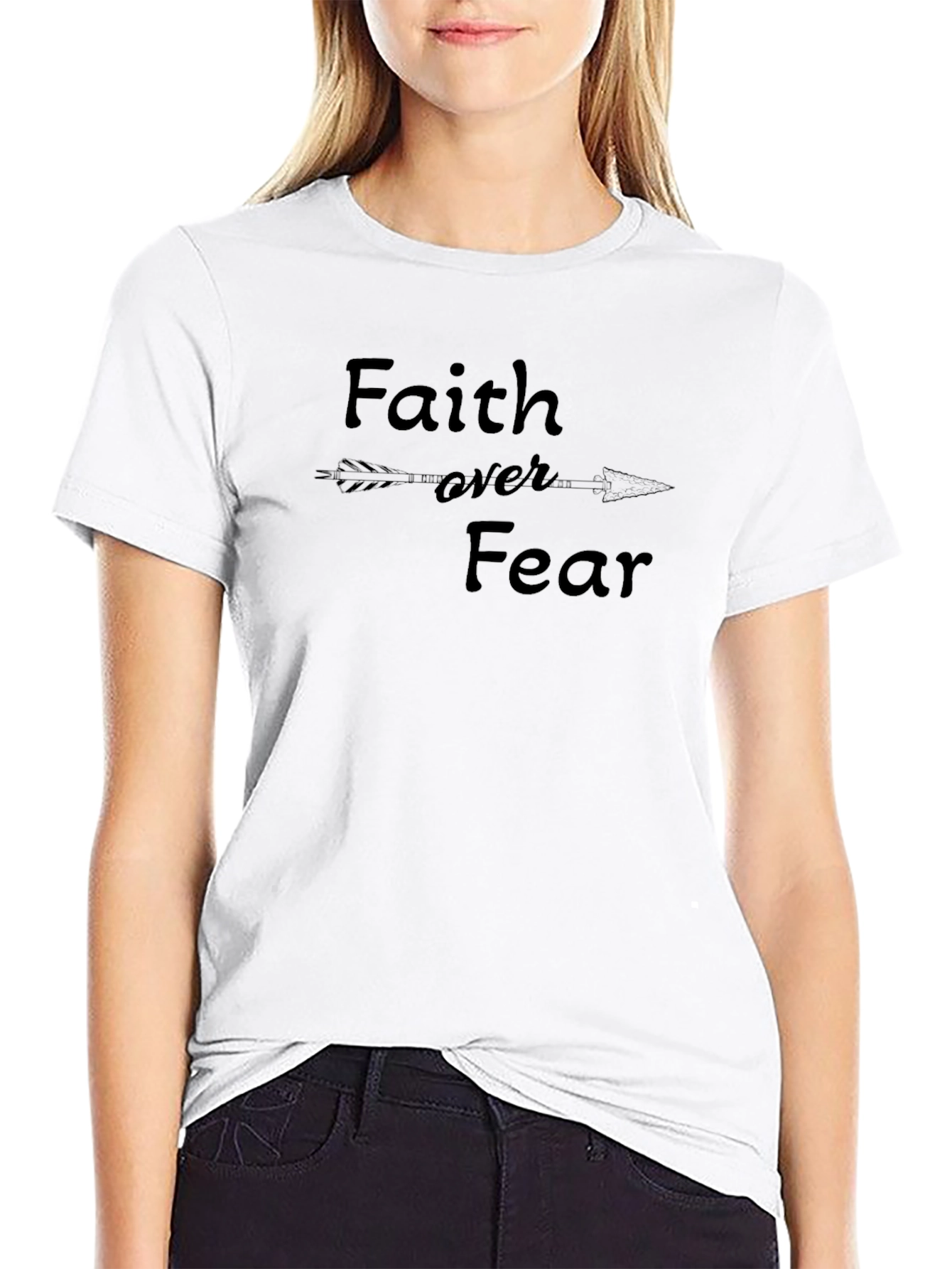 Faith Over Fear T-Shirt - Inspirational Arrow Design