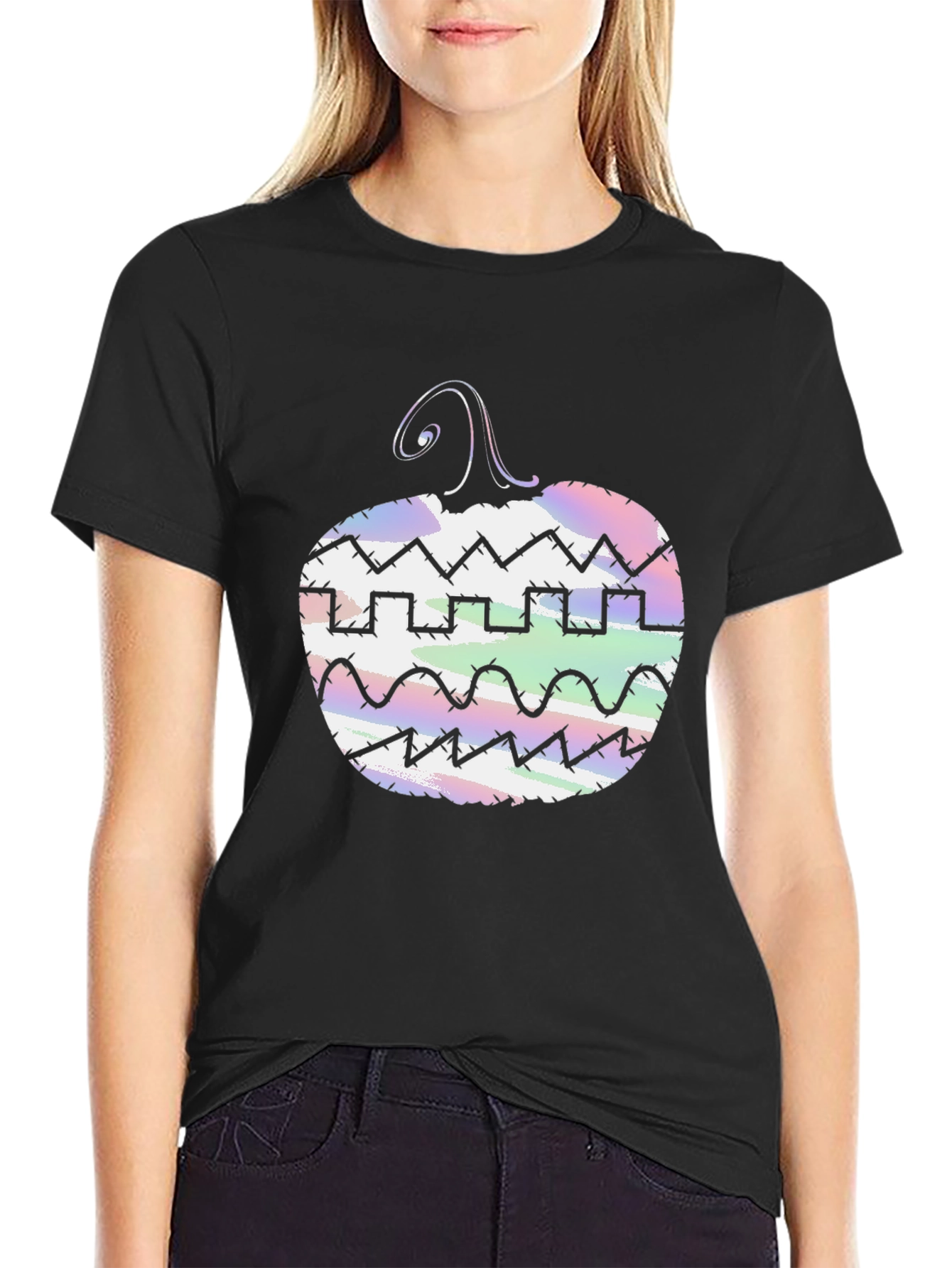 Halloween Pumpkin Graphic Tee - Mens Black T-Shirt