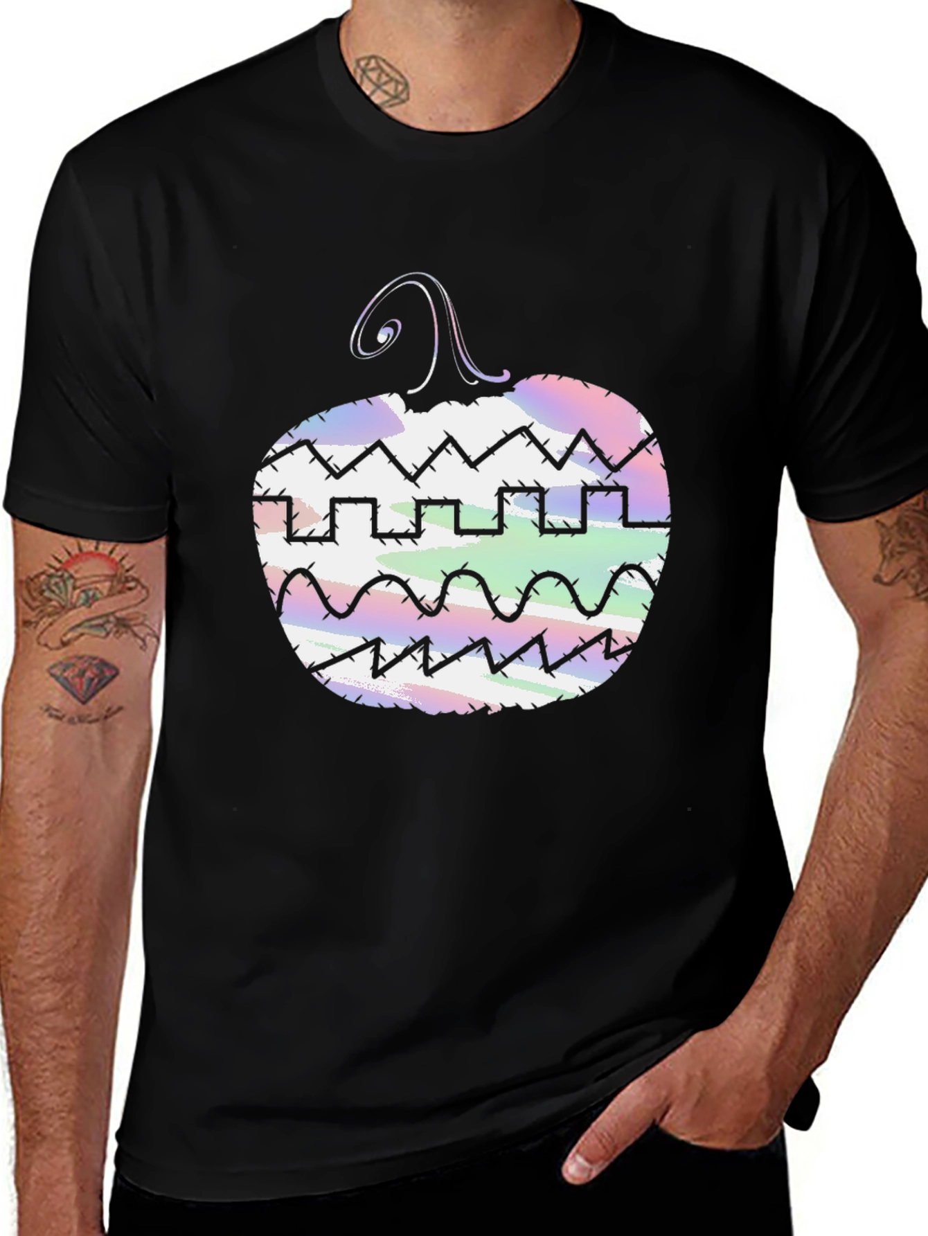 Halloween Pumpkin Graphic Tee - Mens Black T-Shirt
