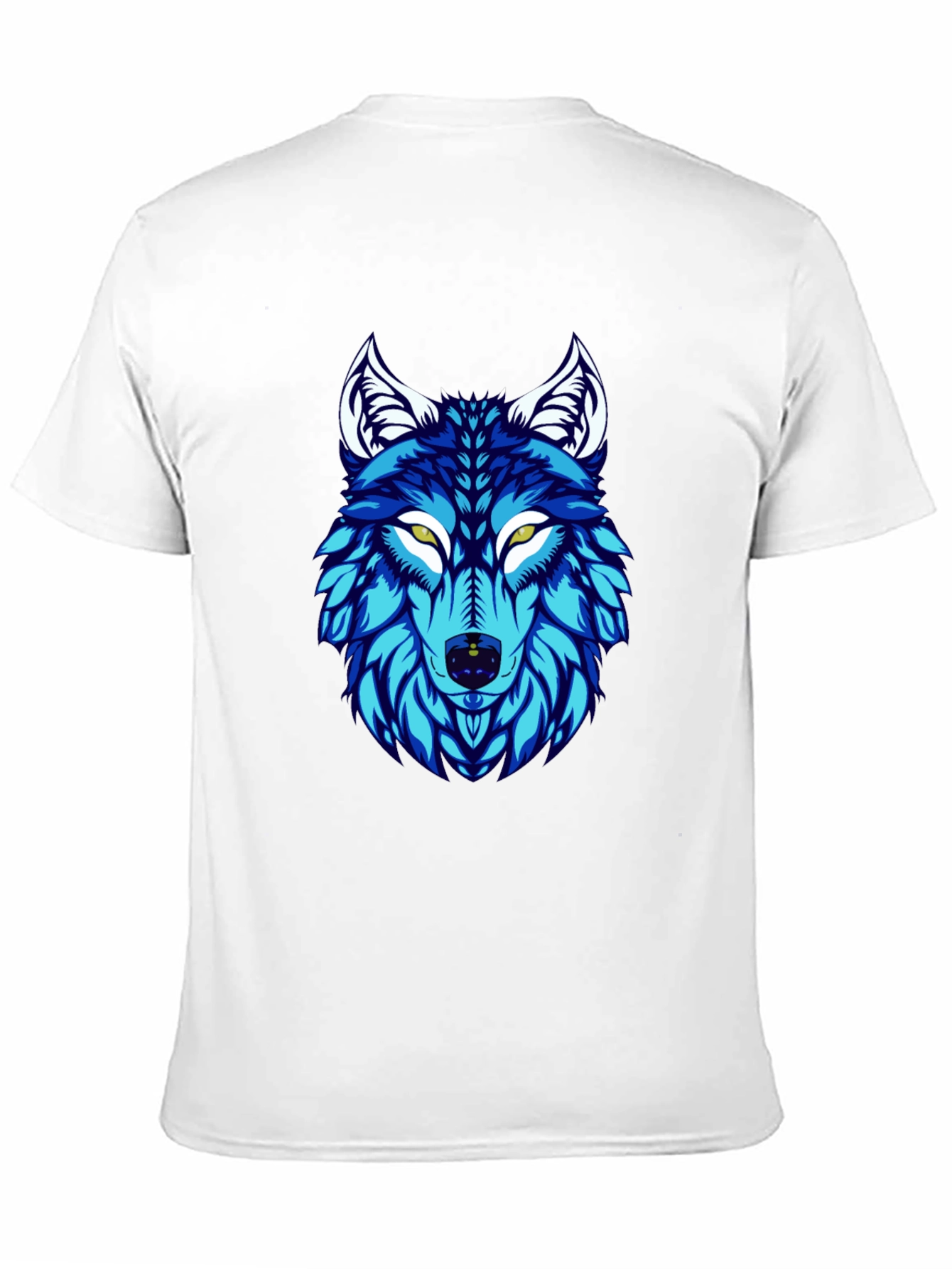 Blue Wolf Graphic Print Black T-Shirt