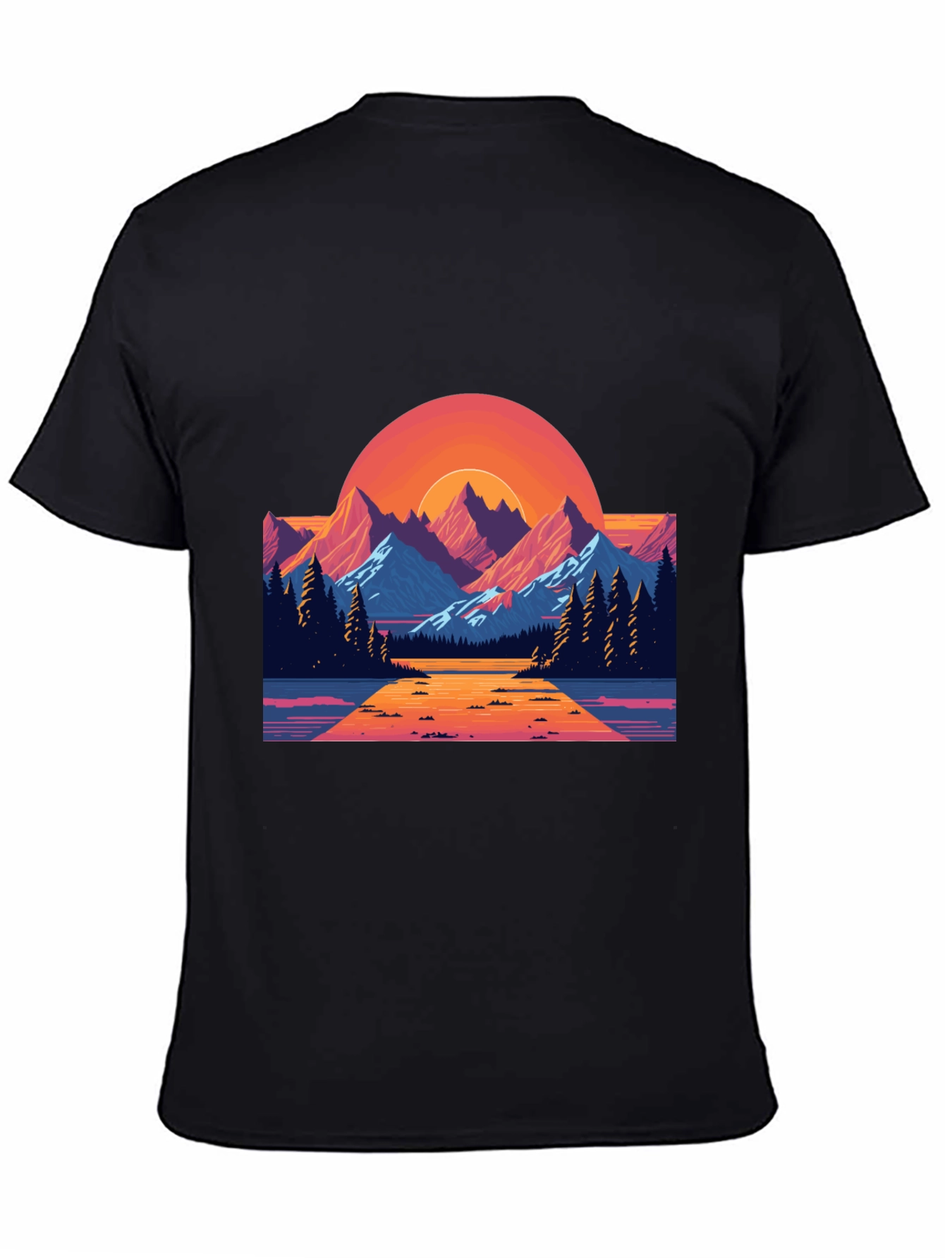 Retro Sunset Mountain Graphic T-Shirt