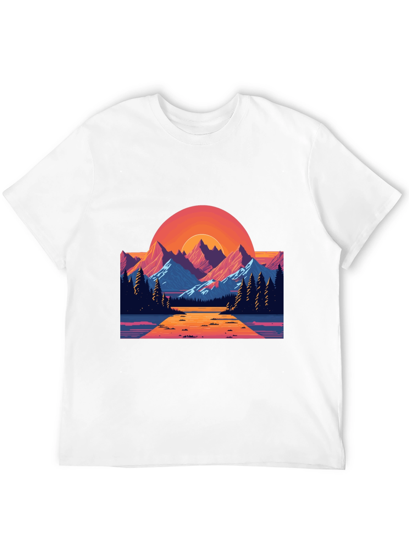 Retro Sunset Mountain Graphic T-Shirt