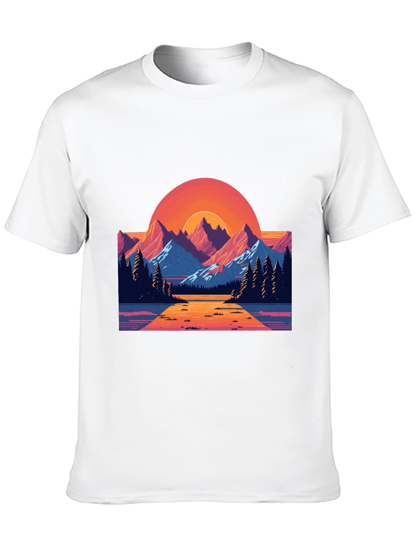 Retro Sunset Mountain Graphic T-Shirt