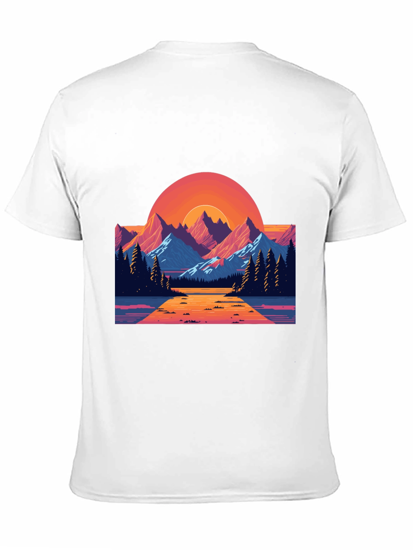 Retro Sunset Mountain Graphic T-Shirt
