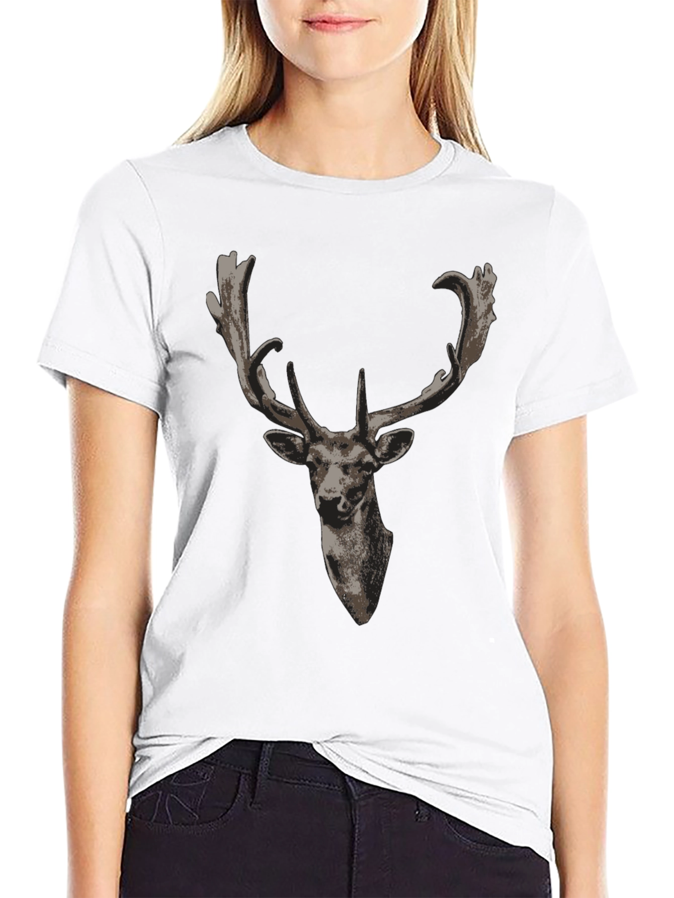 Deer Head Graphic Black T-Shirt