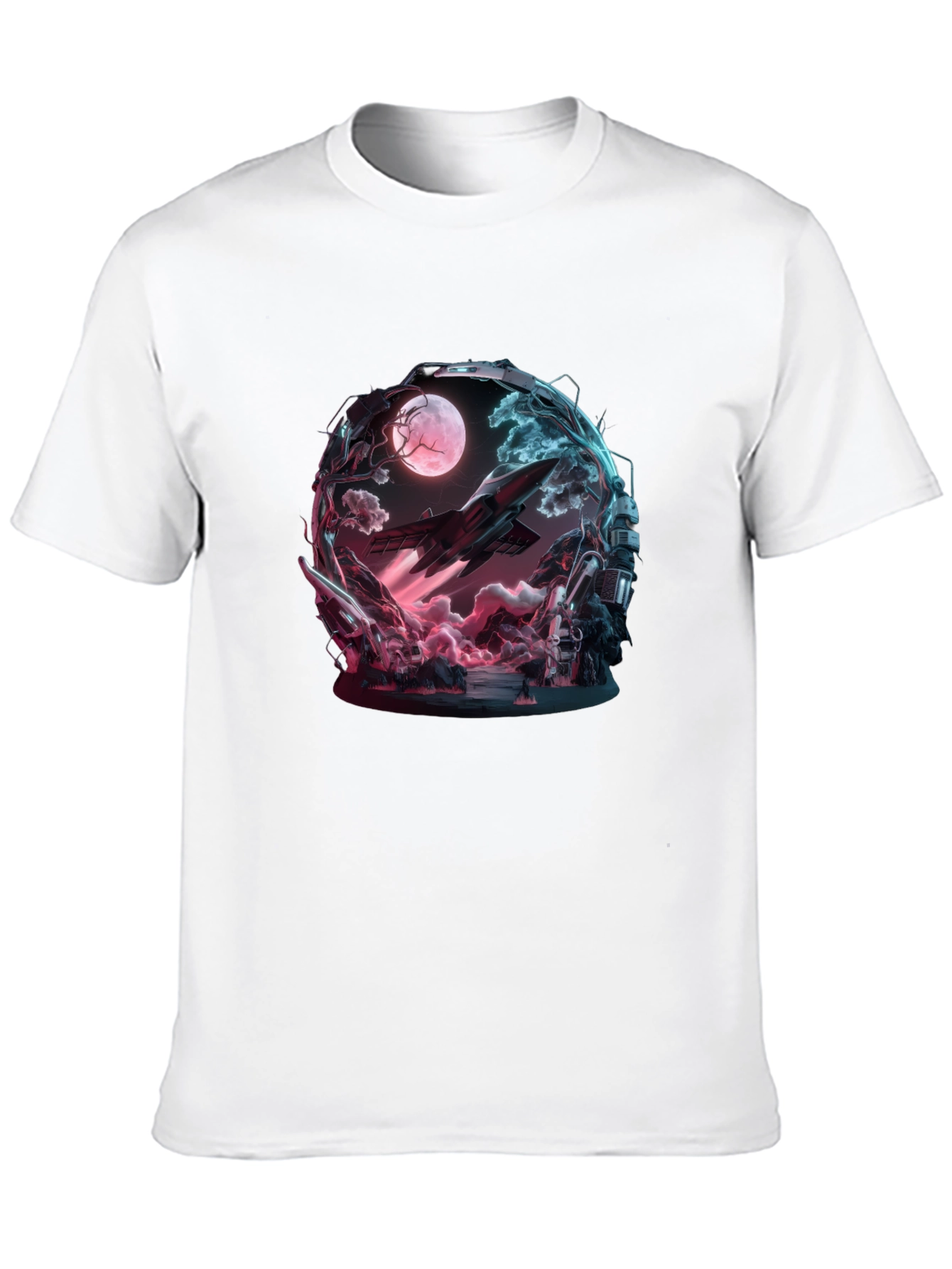 Sci-Fi Space Moon Black T-Shirt