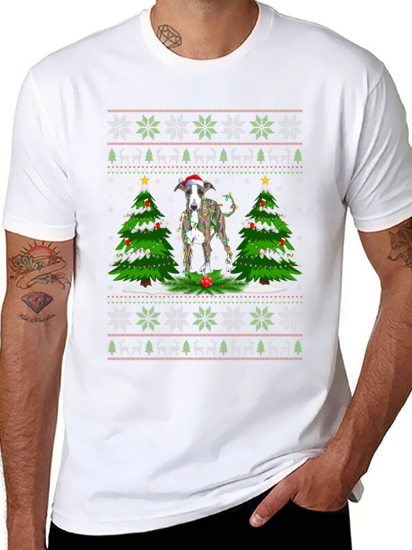 Festive Dog Christmas Sweater T-Shirt