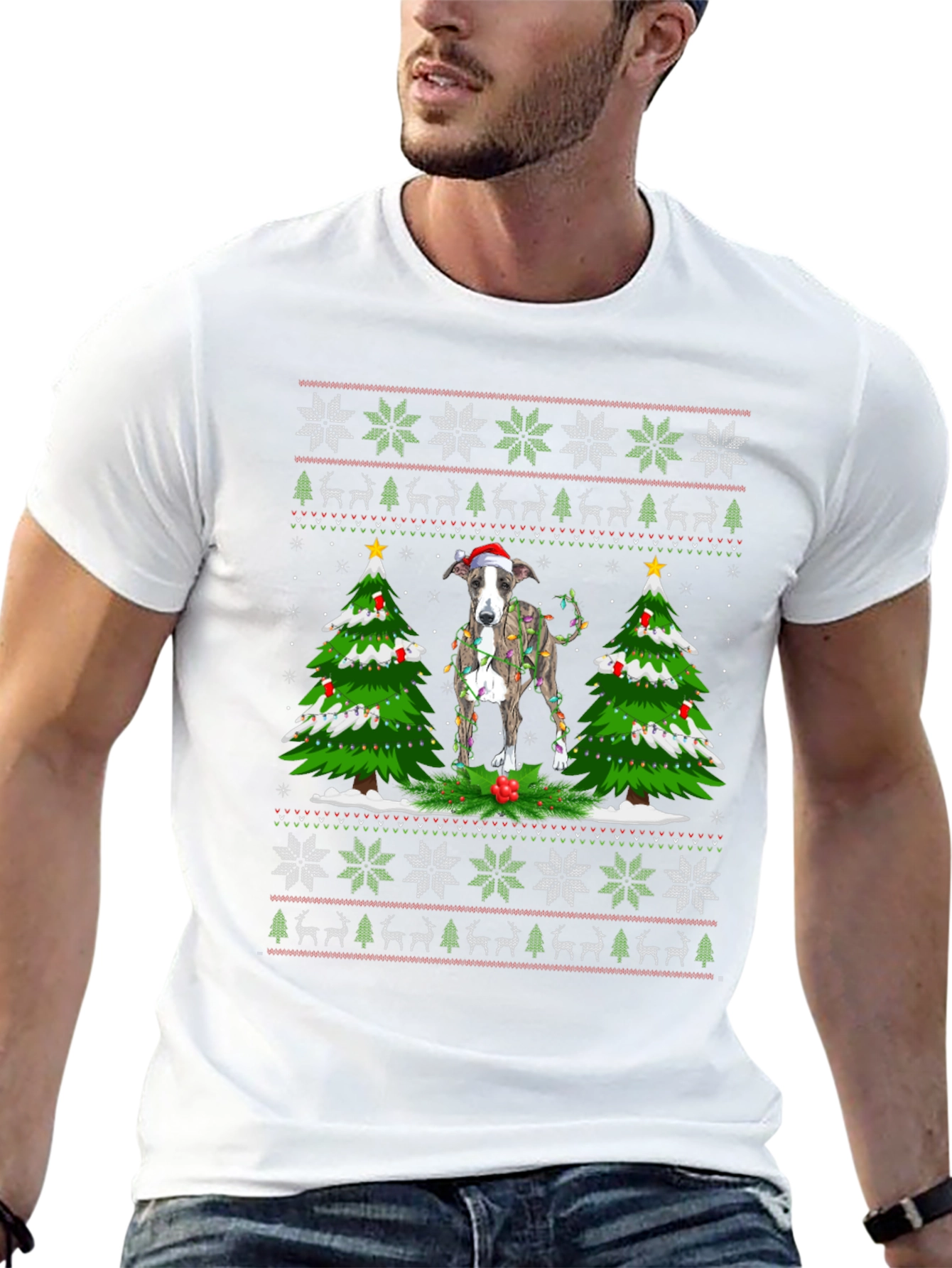 Festive Dog Christmas Sweater T-Shirt