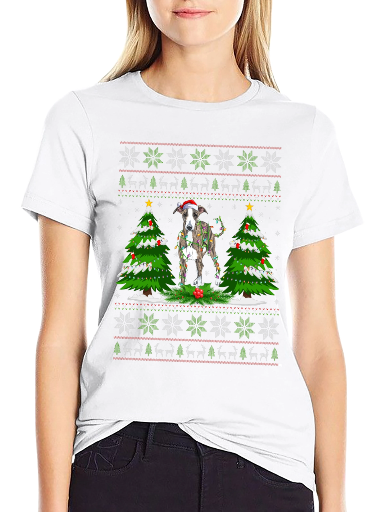 Festive Dog Christmas Sweater T-Shirt