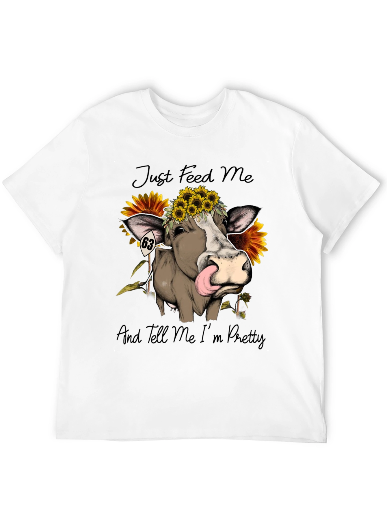 Cow & Sunflower Graphic Tee - Just Feed Me!