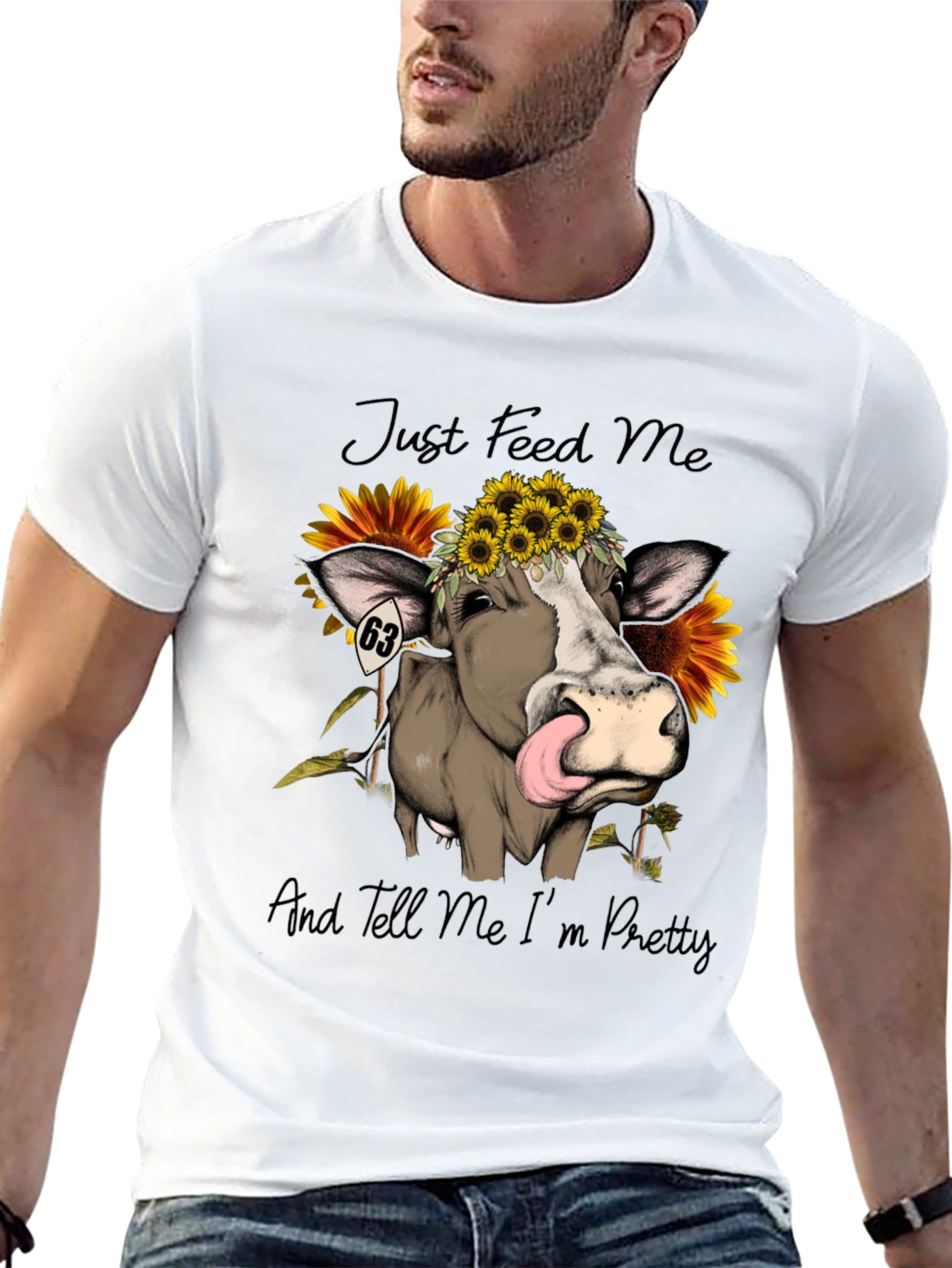 Cow & Sunflower Graphic Tee - Just Feed Me!