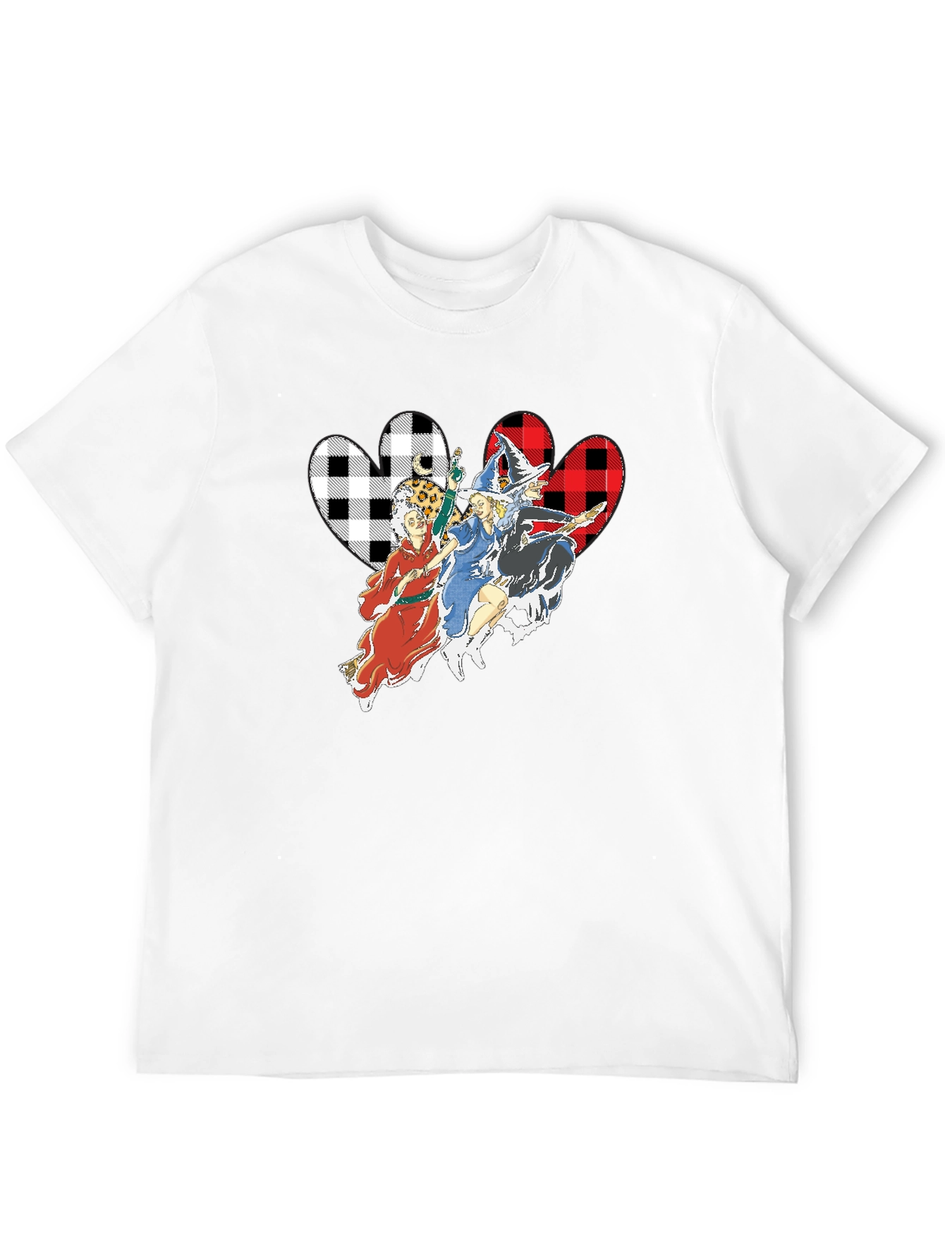 Hocus Pocus Witches Buffalo Plaid Heart Halloween T-Shirt