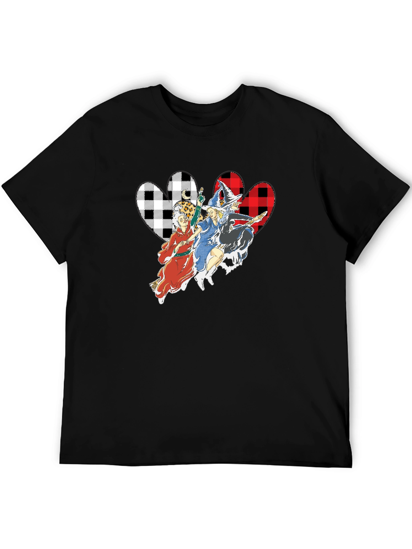 Hocus Pocus Witches Buffalo Plaid Heart Halloween T-Shirt