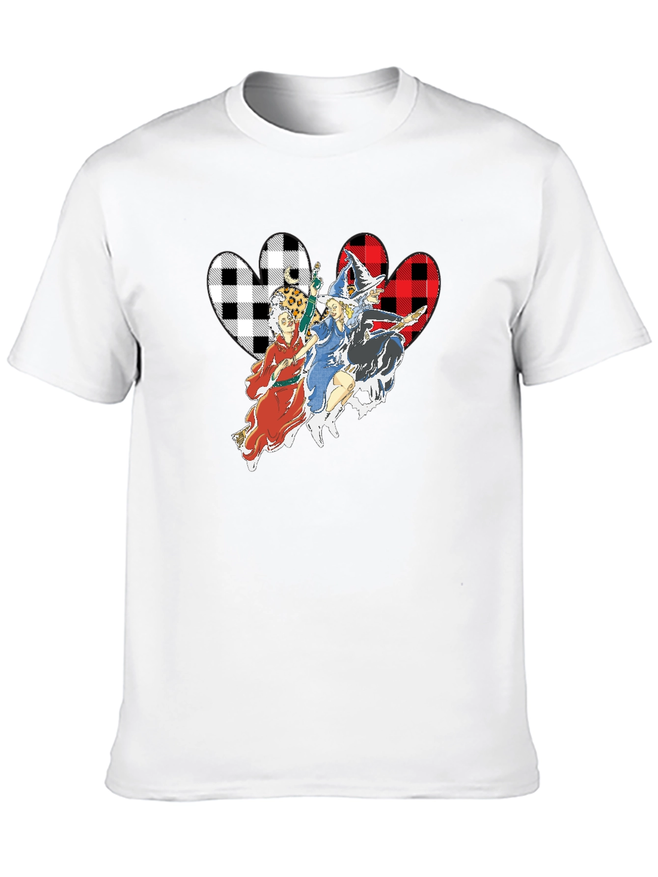 Hocus Pocus Witches Buffalo Plaid Heart Halloween T-Shirt