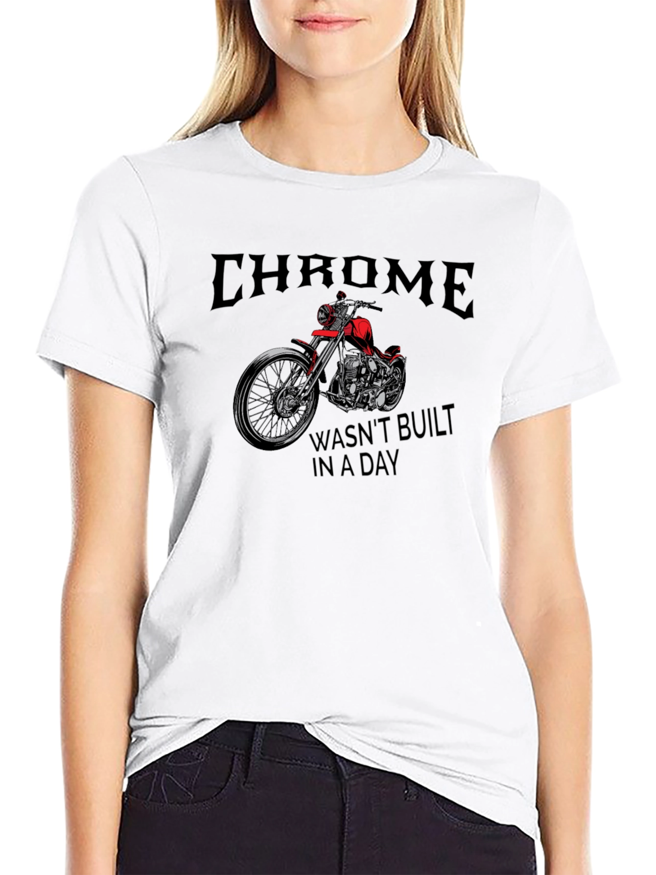 Chrome Motorcycle Graphic Tee - Classic Biker Style