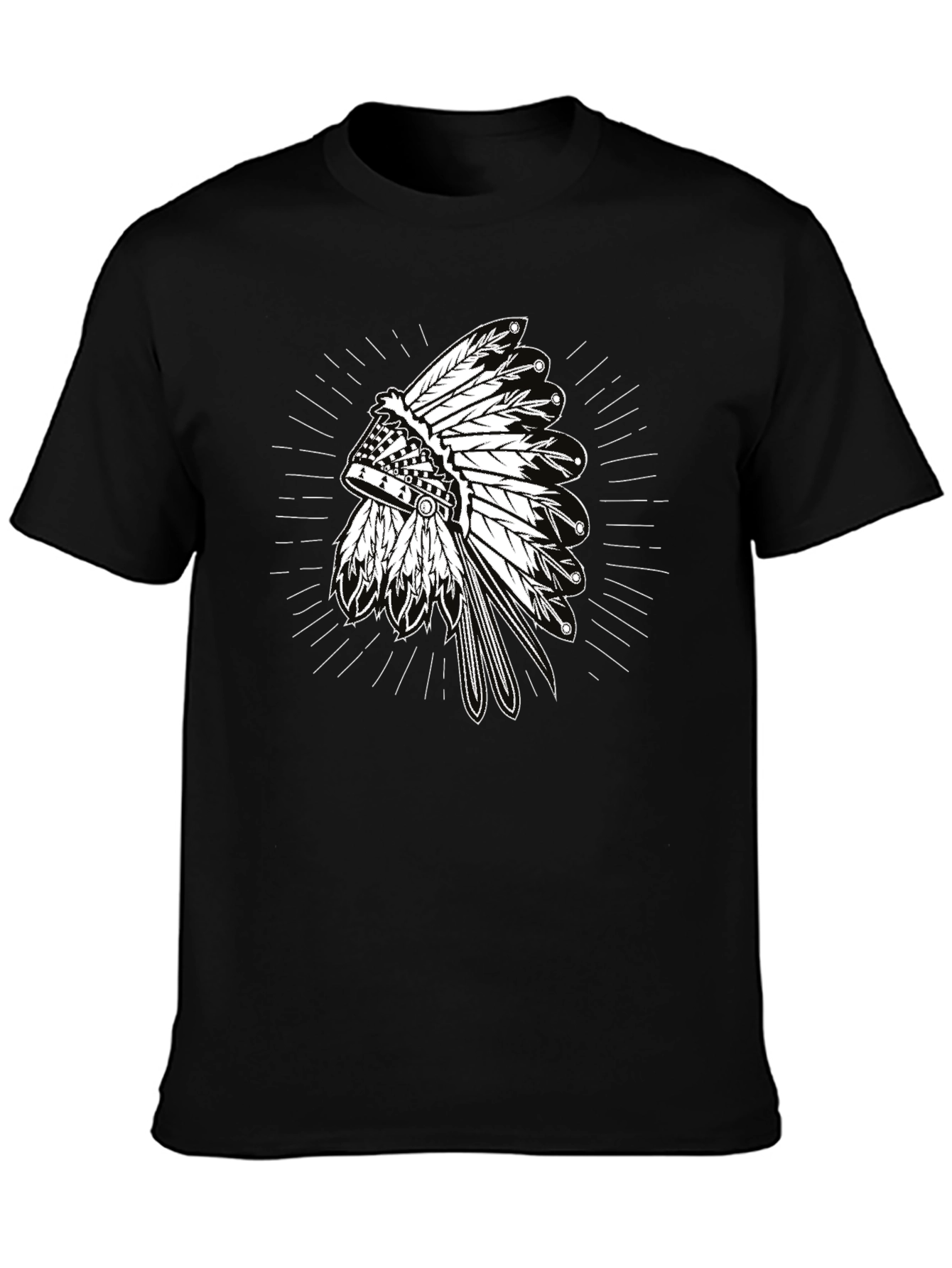 Native American Headdress Graphic Tee - Black