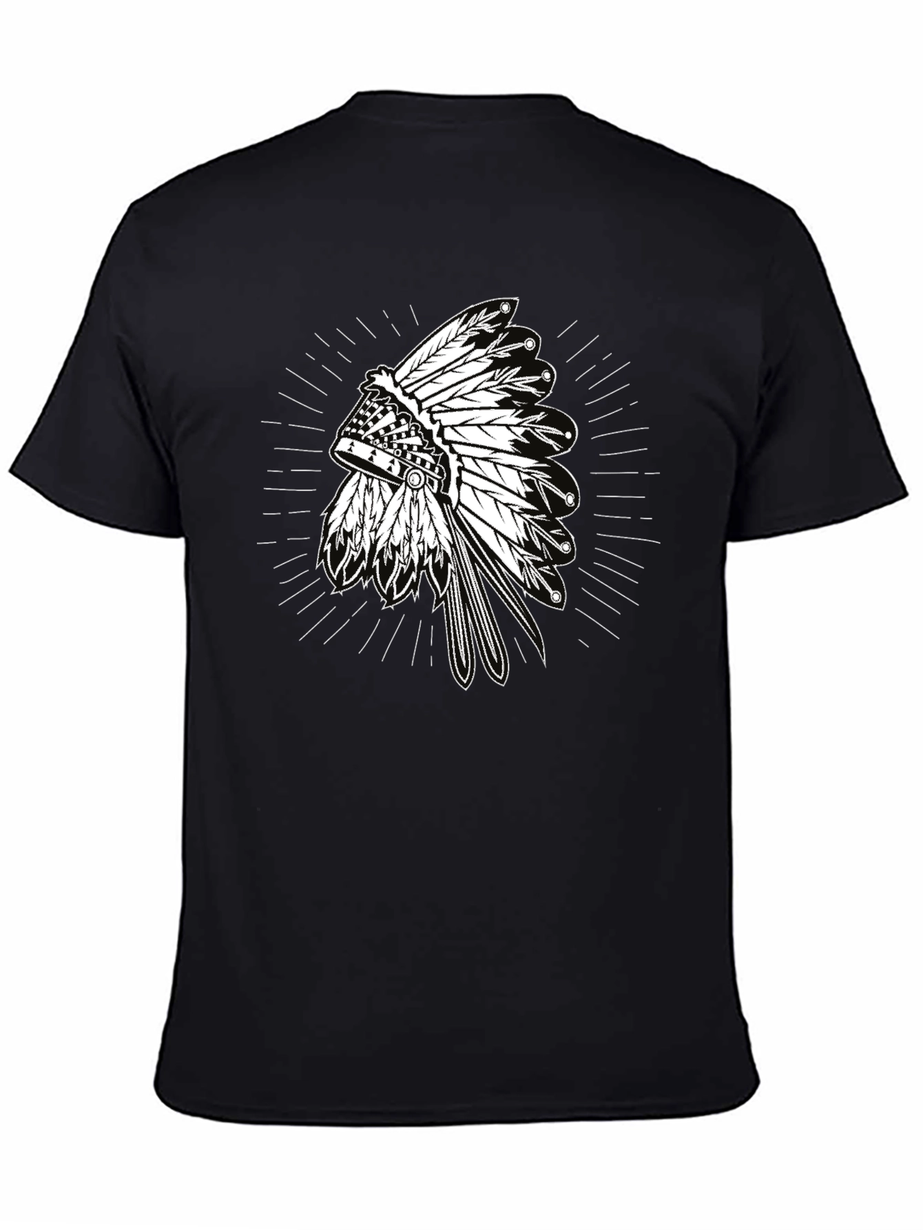 Native American Headdress Graphic Tee - Black