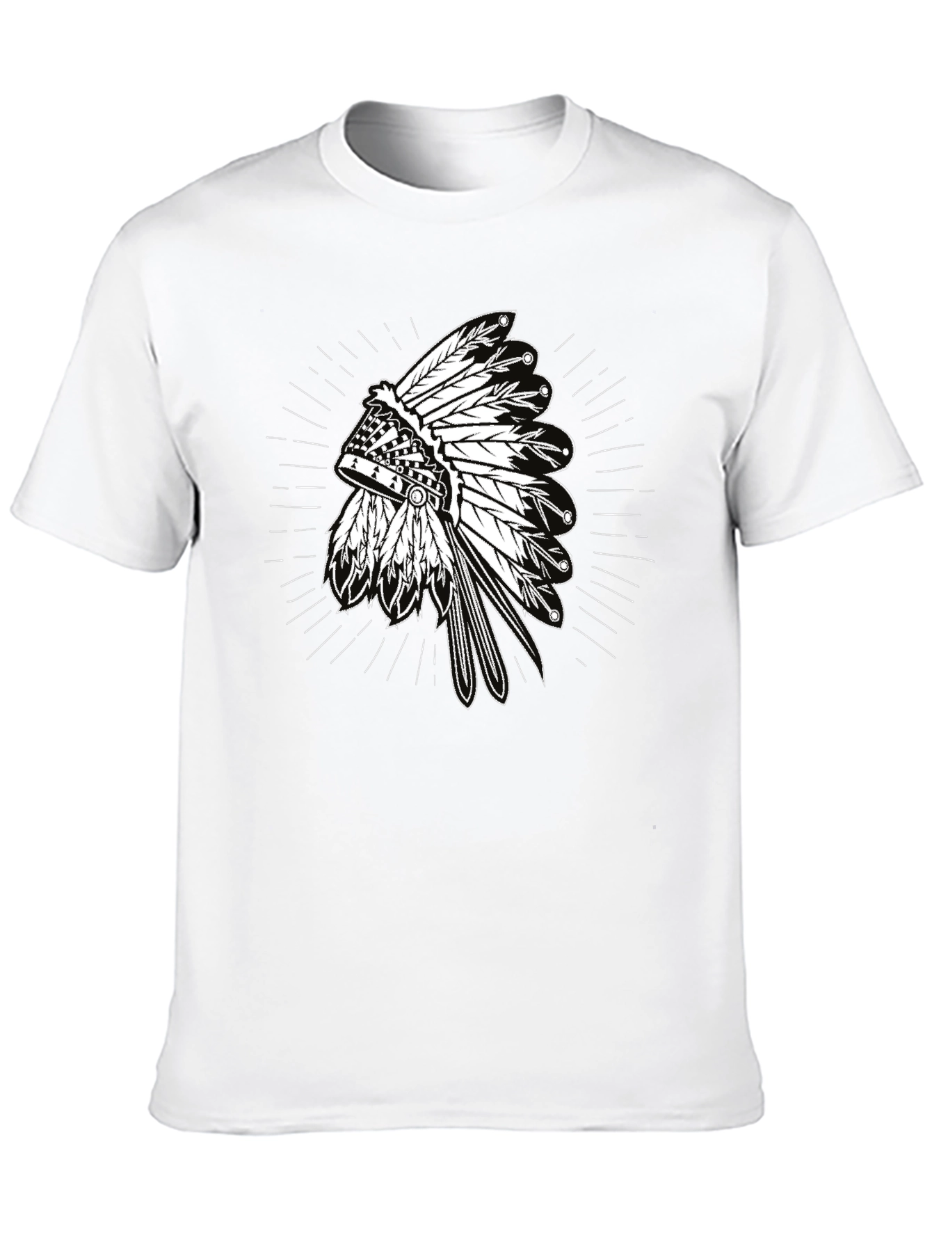 Native American Headdress Graphic Tee - Black