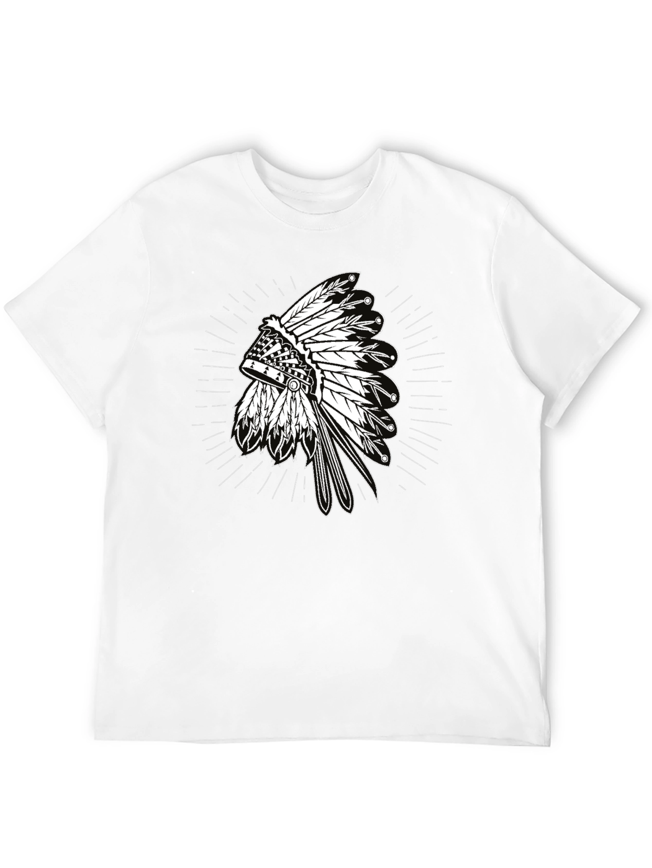 Native American Headdress Graphic Tee - Black
