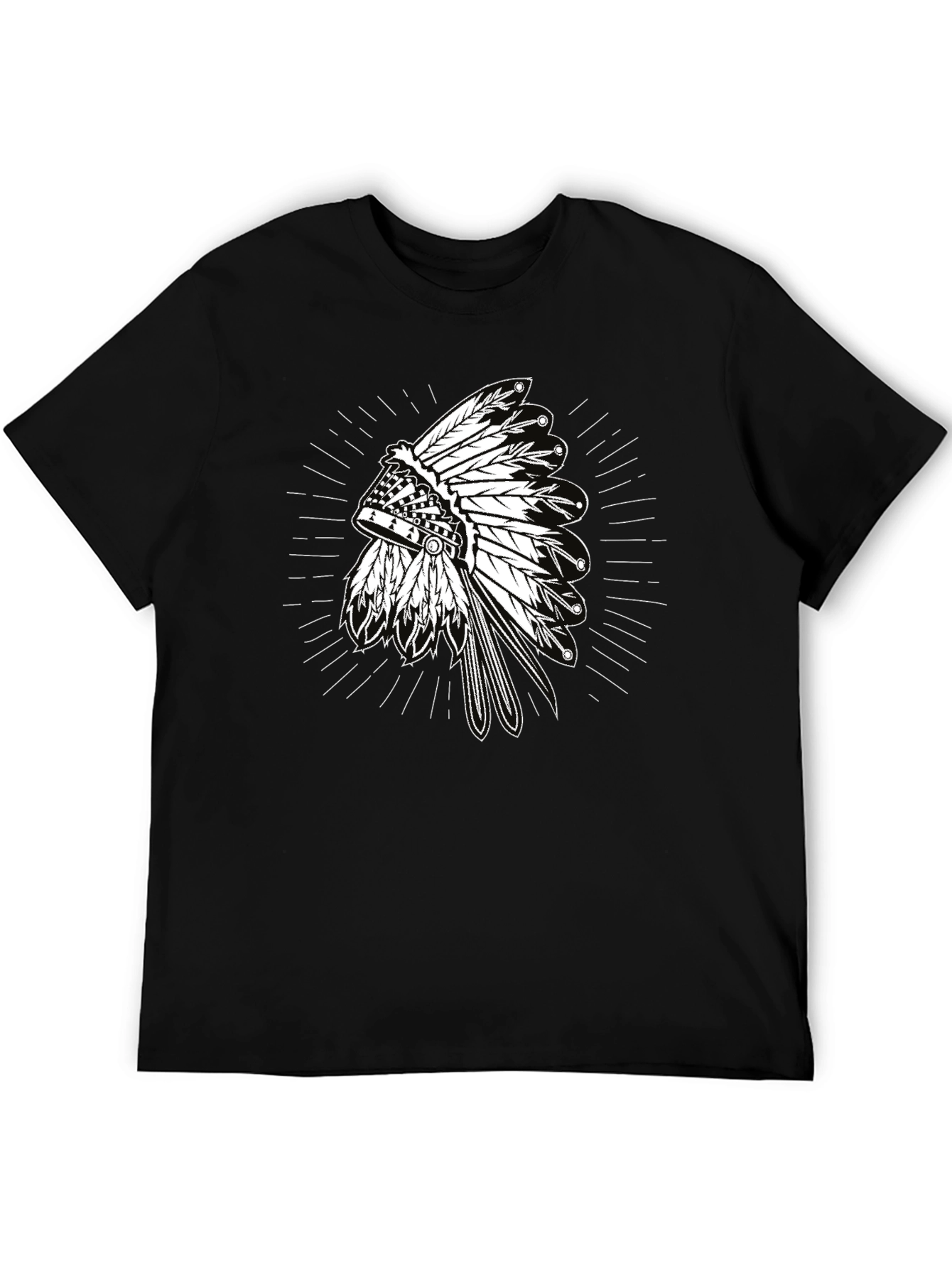 Native American Headdress Graphic Tee - Black