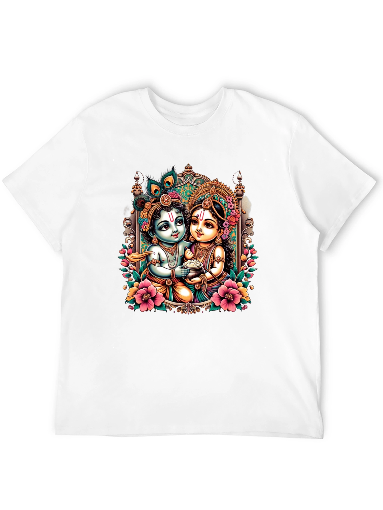 Krishna and Radha Graphic Black T-Shirt