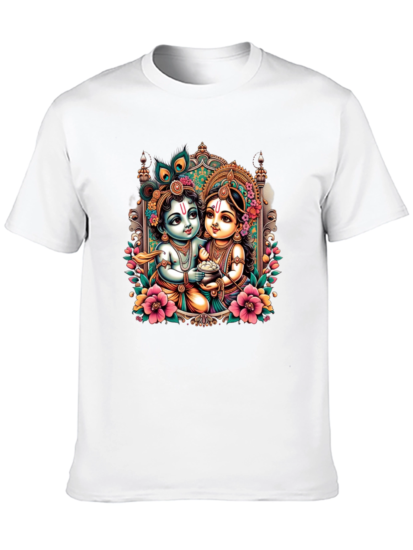 Krishna and Radha Graphic Black T-Shirt