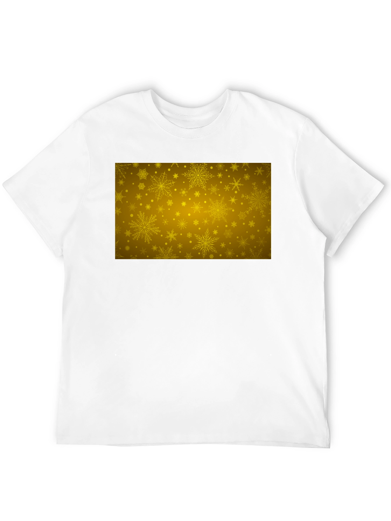 Gold Snowflake Pattern Black T-Shirt