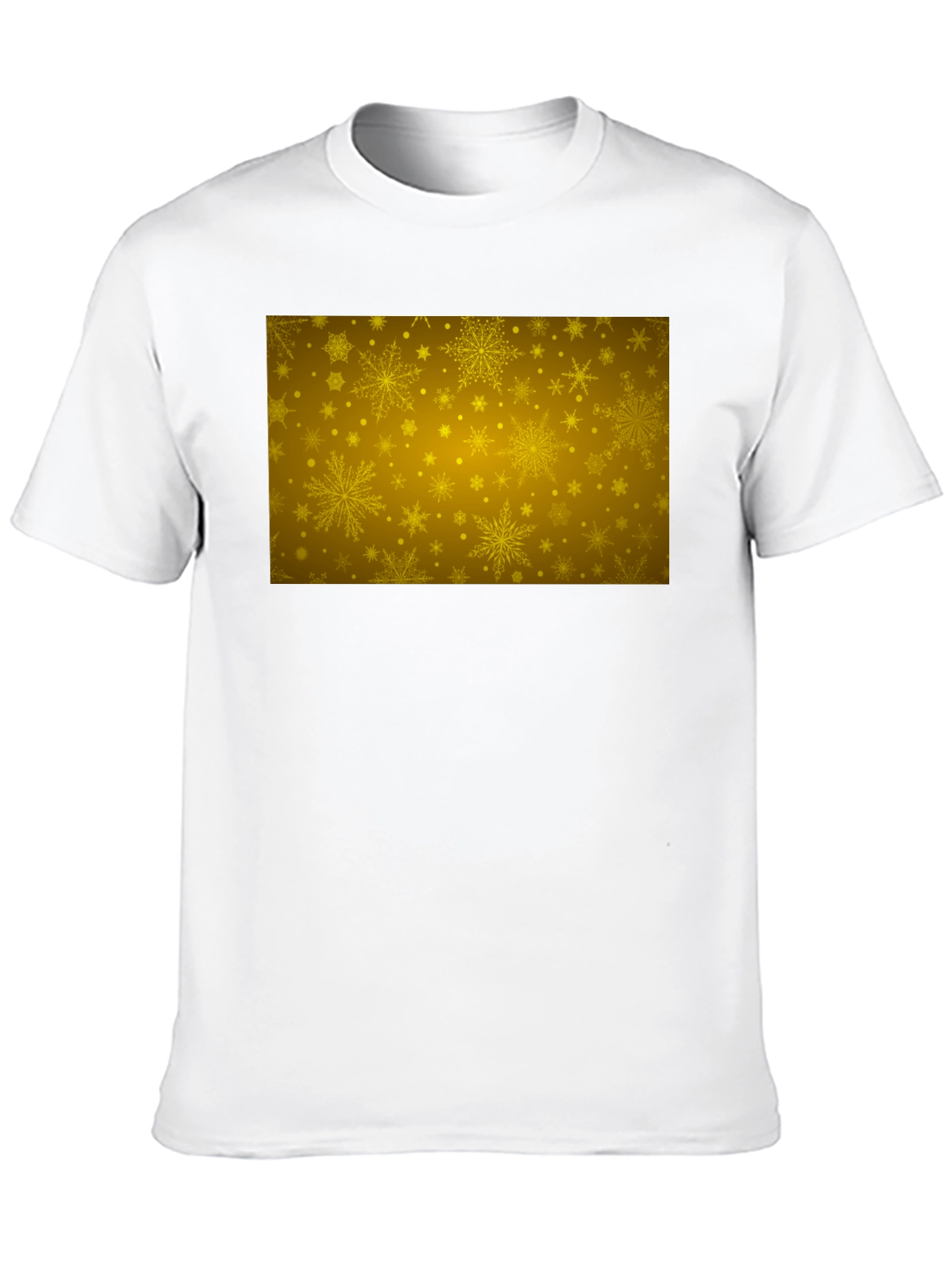 Gold Snowflake Pattern Black T-Shirt
