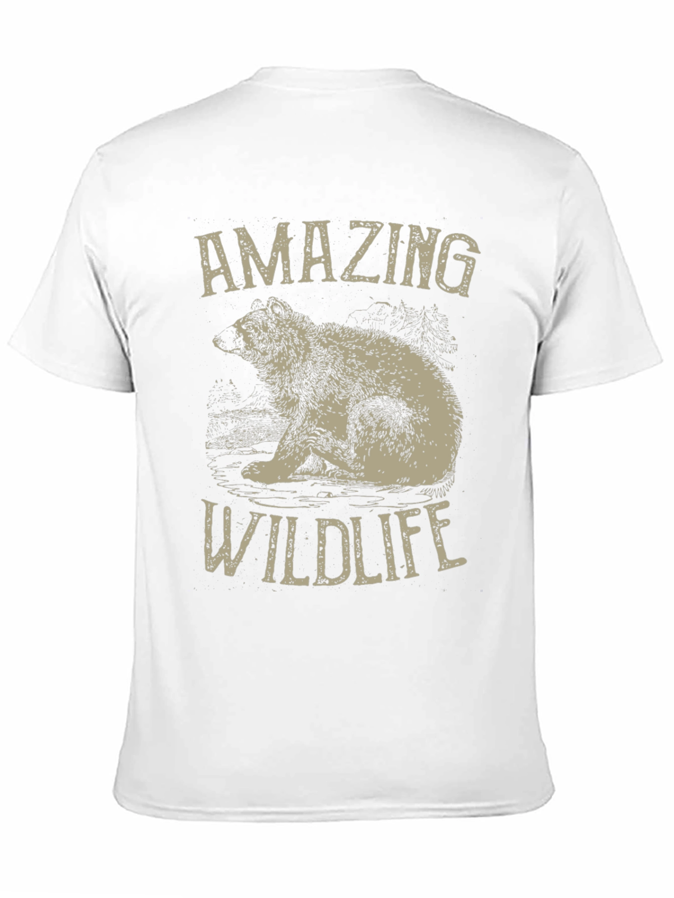 Amazing Wildlife Bear Graphic Tee - Black Cotton Shirt
