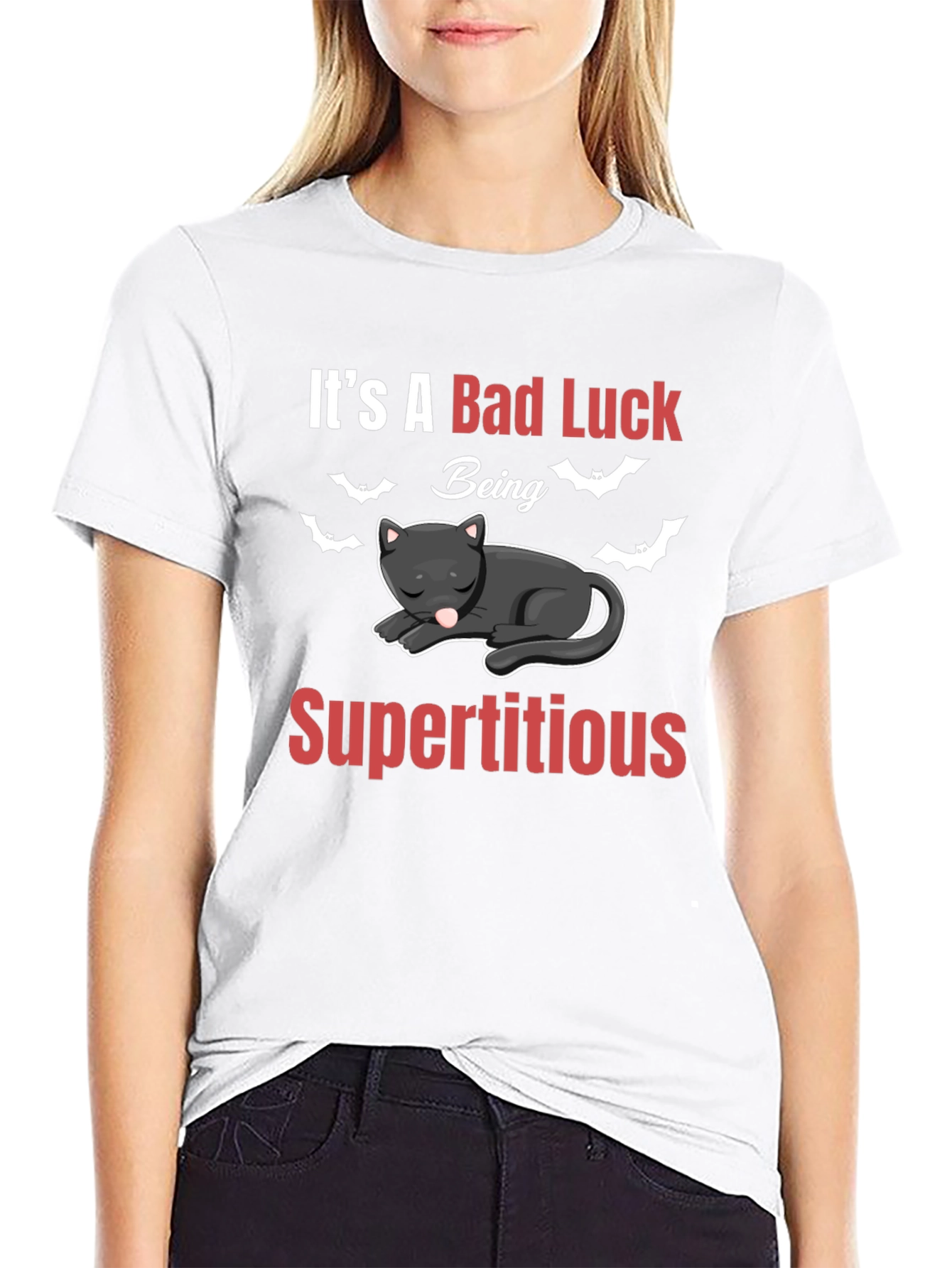 Bad Luck Superstitious Cat Graphic T-Shirt