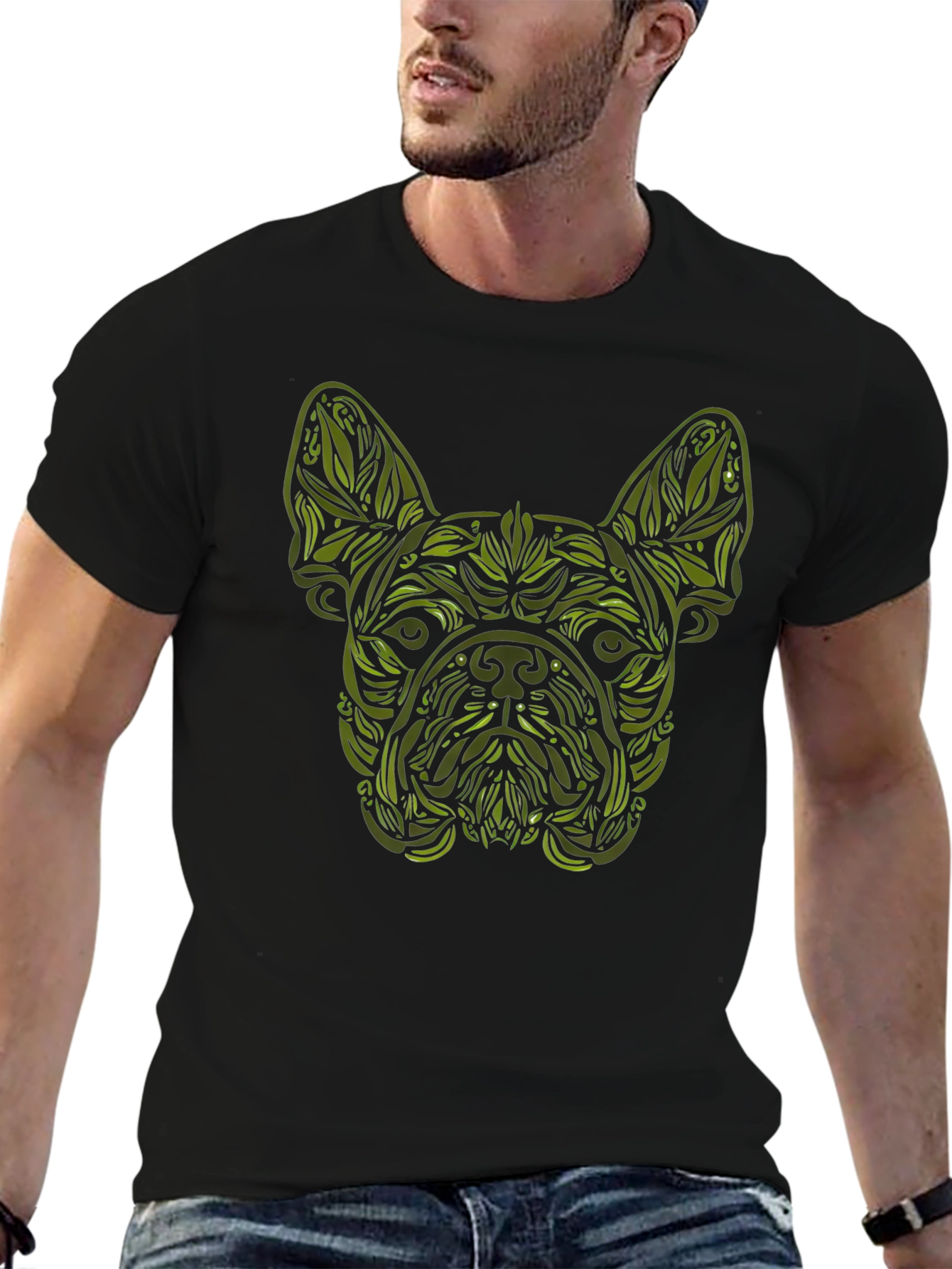 Botanical Bulldog Graphic Tee - Black