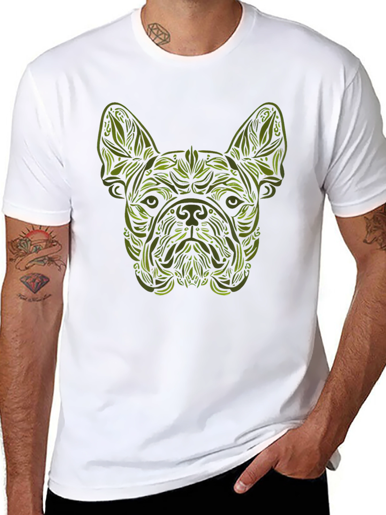 Botanical Bulldog Graphic Tee - Black