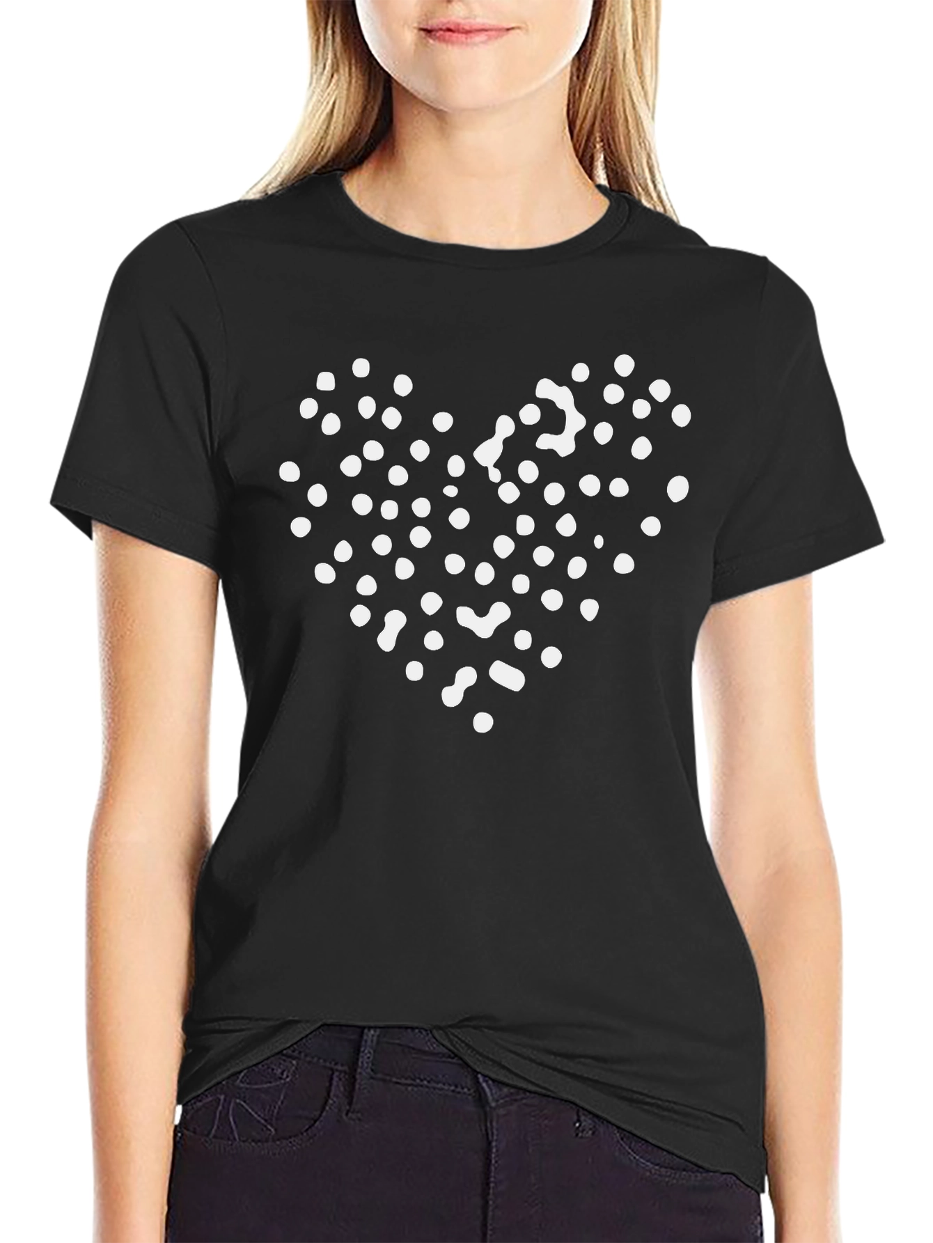 Heart Dots Black T-Shirt