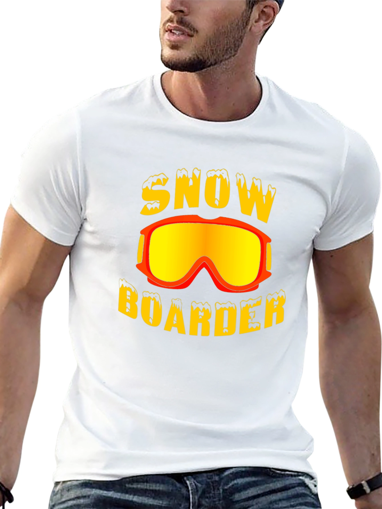 Snow Boarder Graphic Tee - Black Cotton T-Shirt