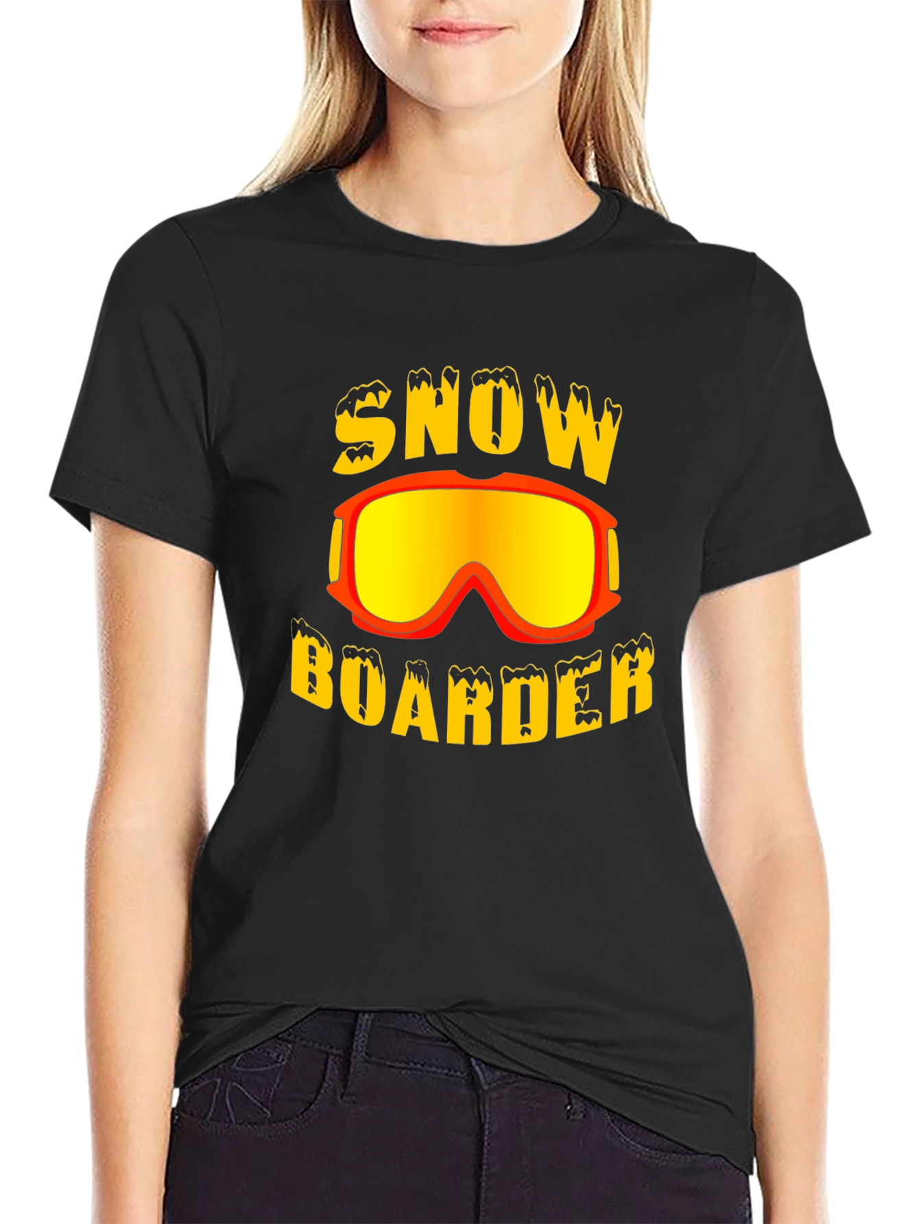 Snow Boarder Graphic Tee - Black Cotton T-Shirt